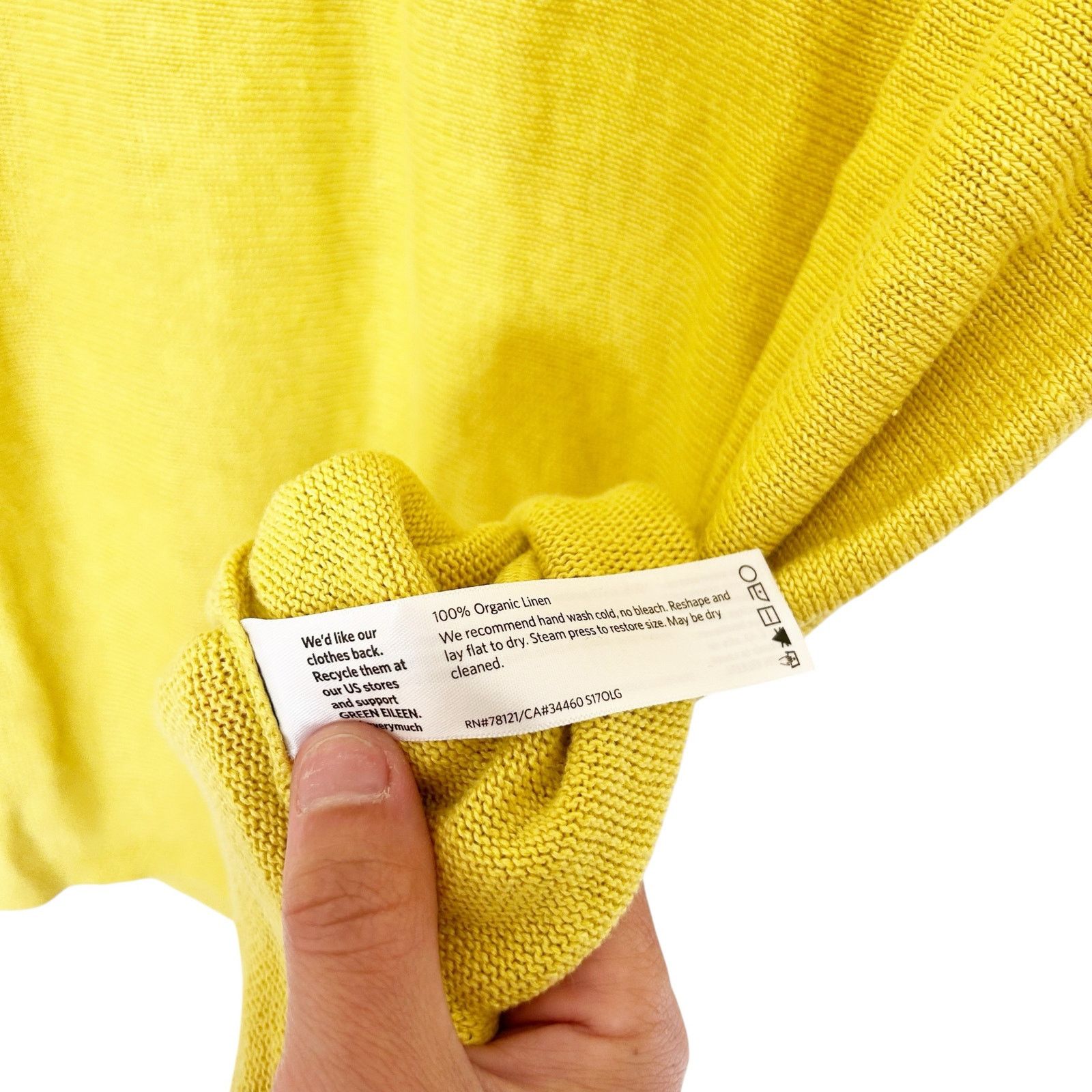 Eileen Fisher Eileen Fisher Yellow 100% Organic Linen 1/2 Sleeve Shirt L Size L / US 10 / IT 46 - 3 Thumbnail