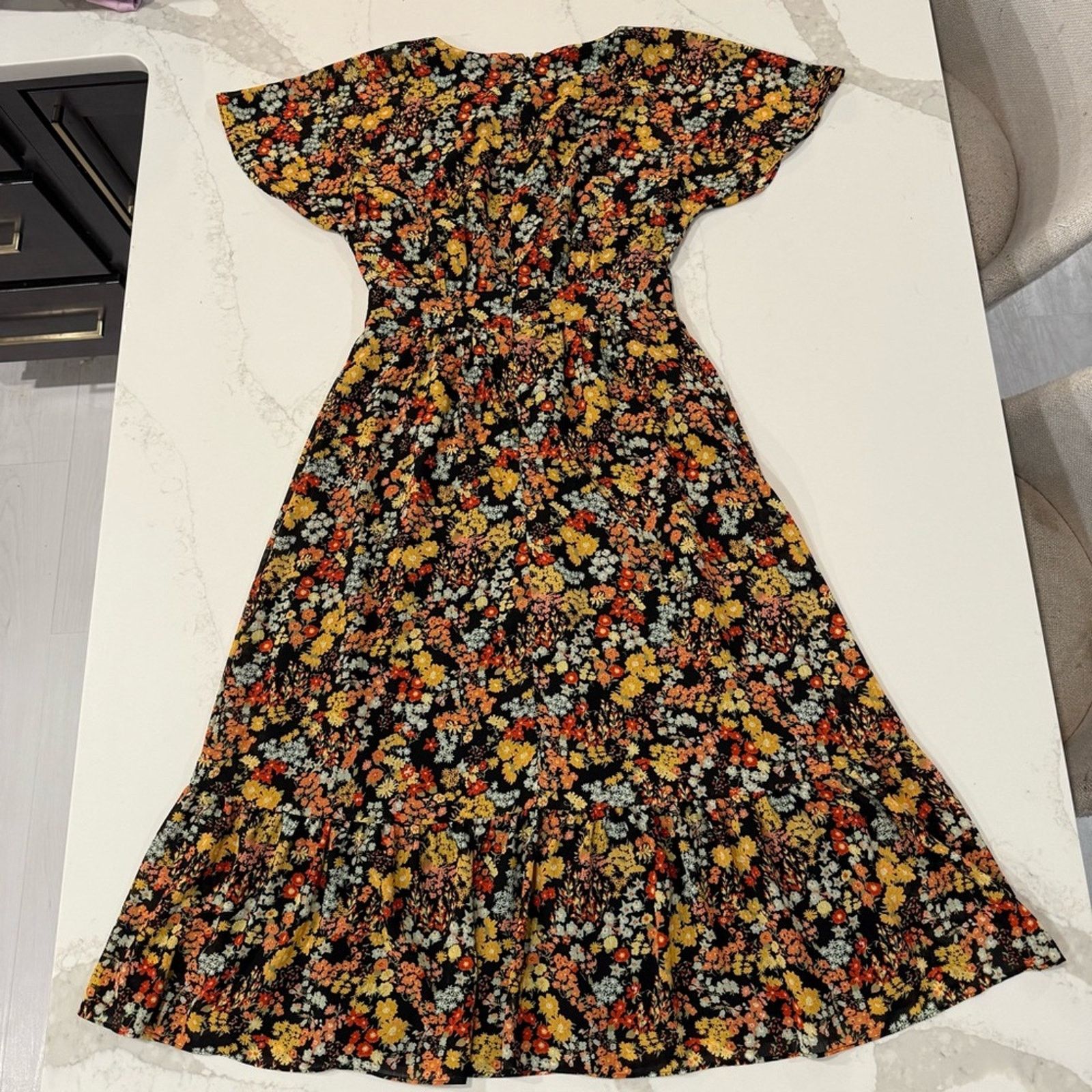 Madewell Madewell Dolman Sleeve Ruffle Hem Floral Midi Dress Womens 0 Size XS / US 0-2 / IT 36-38 - 10 Thumbnail