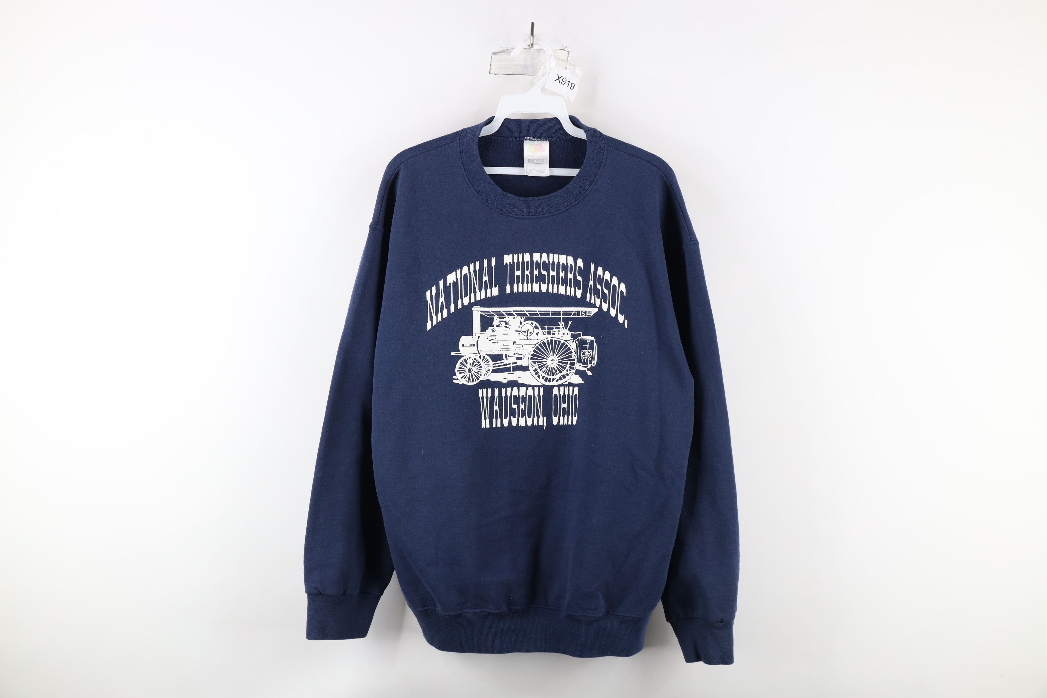 Vintage Vintage 90s National Threshers Association Sweatshirt Blue Size US L / EU 52-54 / 3 - 1 Thumbnail