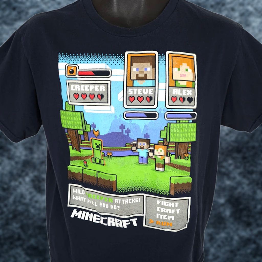 Vintage Minecraft T Shirt Mens Size Medium Black Creeper Steve Alex Sandbox Game Size US M / EU 48-50 / 2 - 1 Thumbnail