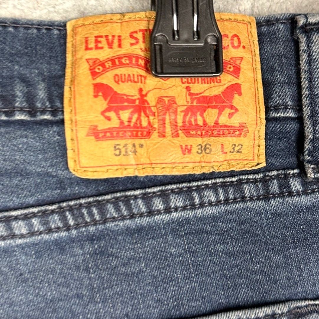 Levi's Levis 514 Jeans 36x32 Blue Straight Regular Distressed 5-Pocket Denim Mens Jeans Size US 36 / EU 52 - 4 Thumbnail