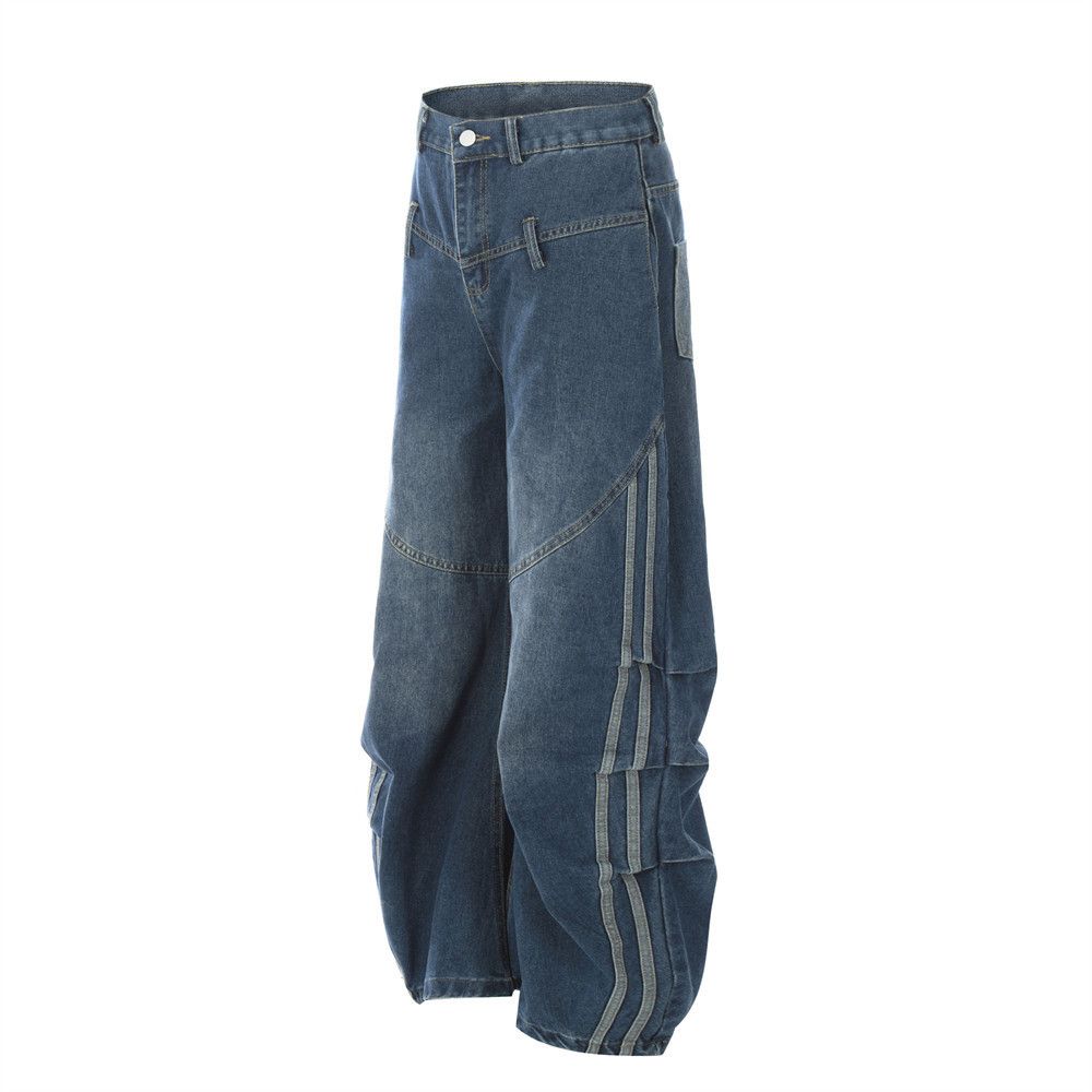 Japanese Brand × Jean Men's loose American casual colorblock pleated jeans Size US 34 / EU 50 - 2 Thumbnail