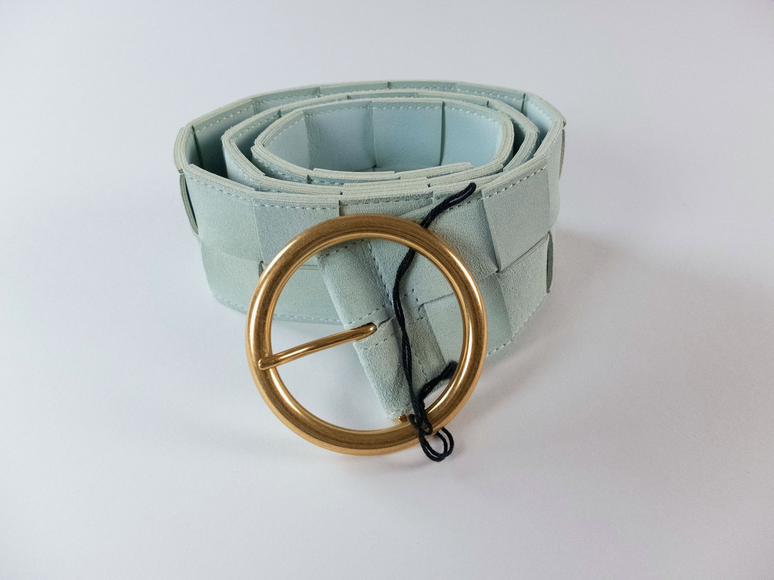 Bottega Veneta BOTTEGA VENETA teal blue woven suede belt Size 80 Size ONE SIZE - 2 Thumbnail