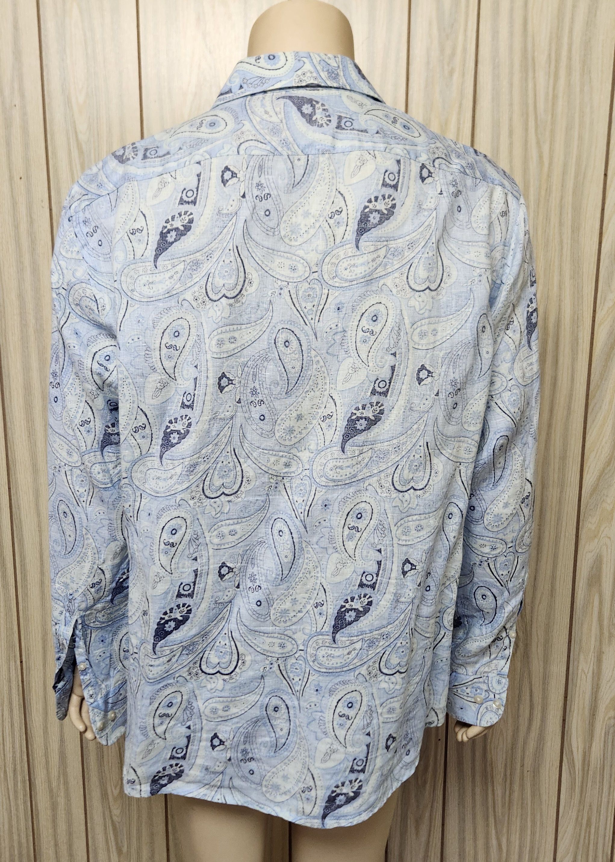 Saks Fifth Avenue linen shirt XL Saks Fifth Avenue blue paisley long sleeve Size US XL / EU 56 / 4 - 6 Thumbnail
