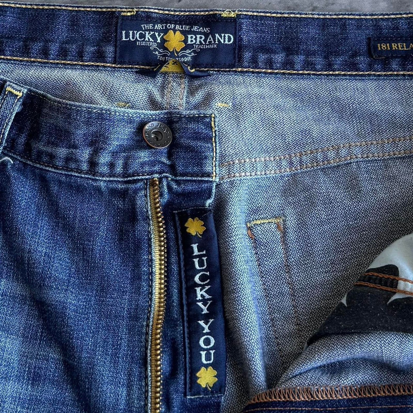Lucky Brand × Vintage Lucky Brand Baggy Embroidered Denim Jeans Size US 36 / EU 52 - 5 Thumbnail