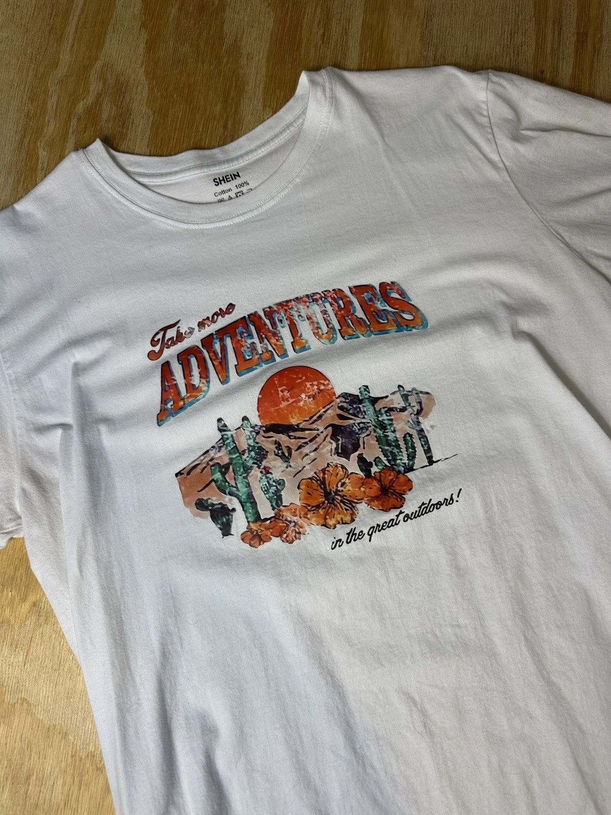 Designer × Vintage Take More Adventures T-Shirt Desert Graphic Tee White Cotton Size US M / EU 48-50 / 2 - 1 Thumbnail