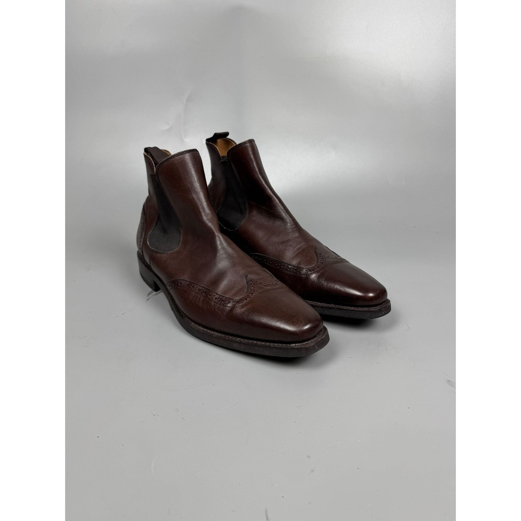 Berwick 1707 Berwick-1707 Brown Leather Square Toe Chelsea Boots (Y1173) Size US 9 / EU 42 - 2 Thumbnail