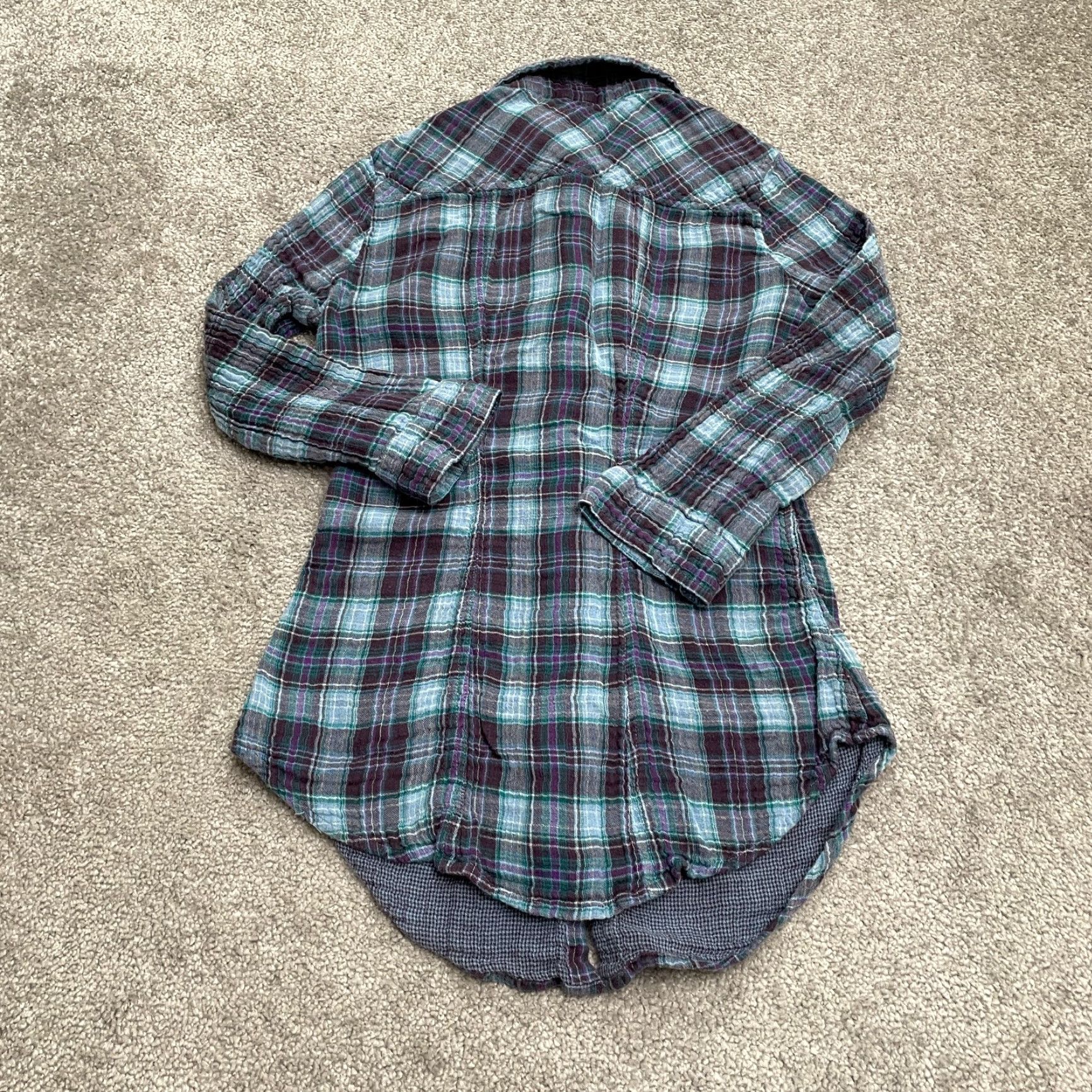 AQUA Aqua by Bloomingdale's Button-Down Shirt Women Small Multicolor Plaid Long Sleeve Size S / US 4 / IT 40 - 2 Thumbnail