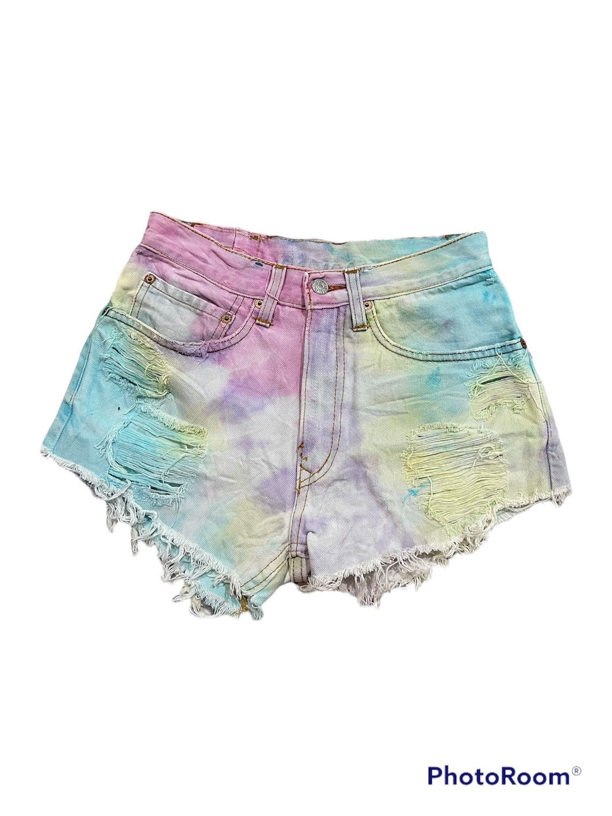 Levi's Vintage Clothing Vintage Levis rainbow tiedye shorts🌈 Size 24" / US 00 / IT 34 - 1 Thumbnail