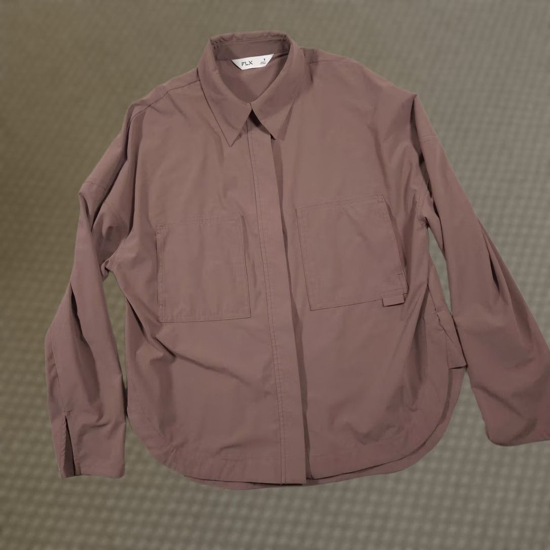 Vintage FLX Shirt Womens Small Brown Solid Stretch Button Up Long Sleeve Utility Casual Size S / US 4 / IT 40 - 1 Thumbnail