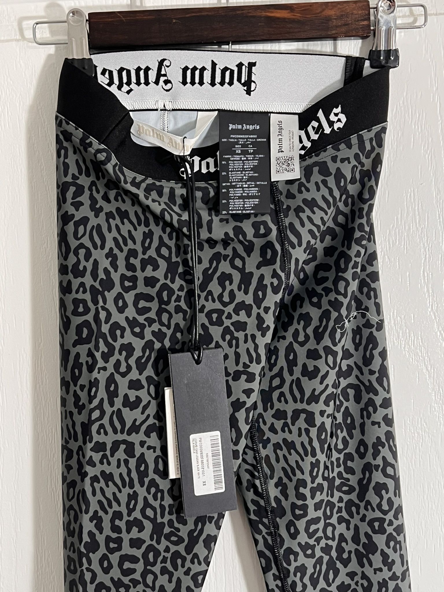 Palm Angels NEW PALM ANGELS Leopard Leggings Camo Stretchy Black XS Size 22" - 8 Thumbnail