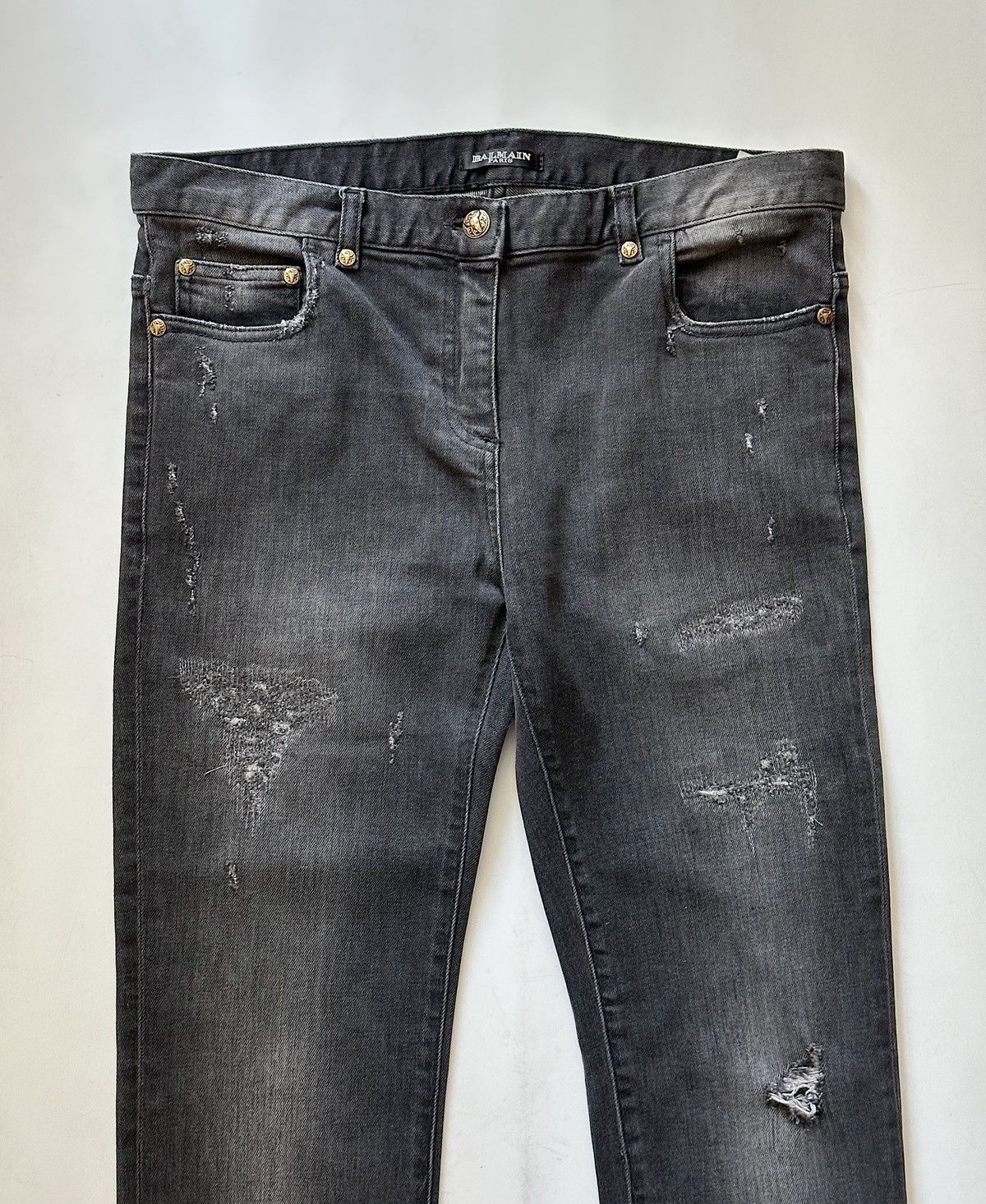 Balmain BALMAIN Decarnin SS2011 Distressed Skinny Gray Denim Jeans Size US 29 - 1 Thumbnail