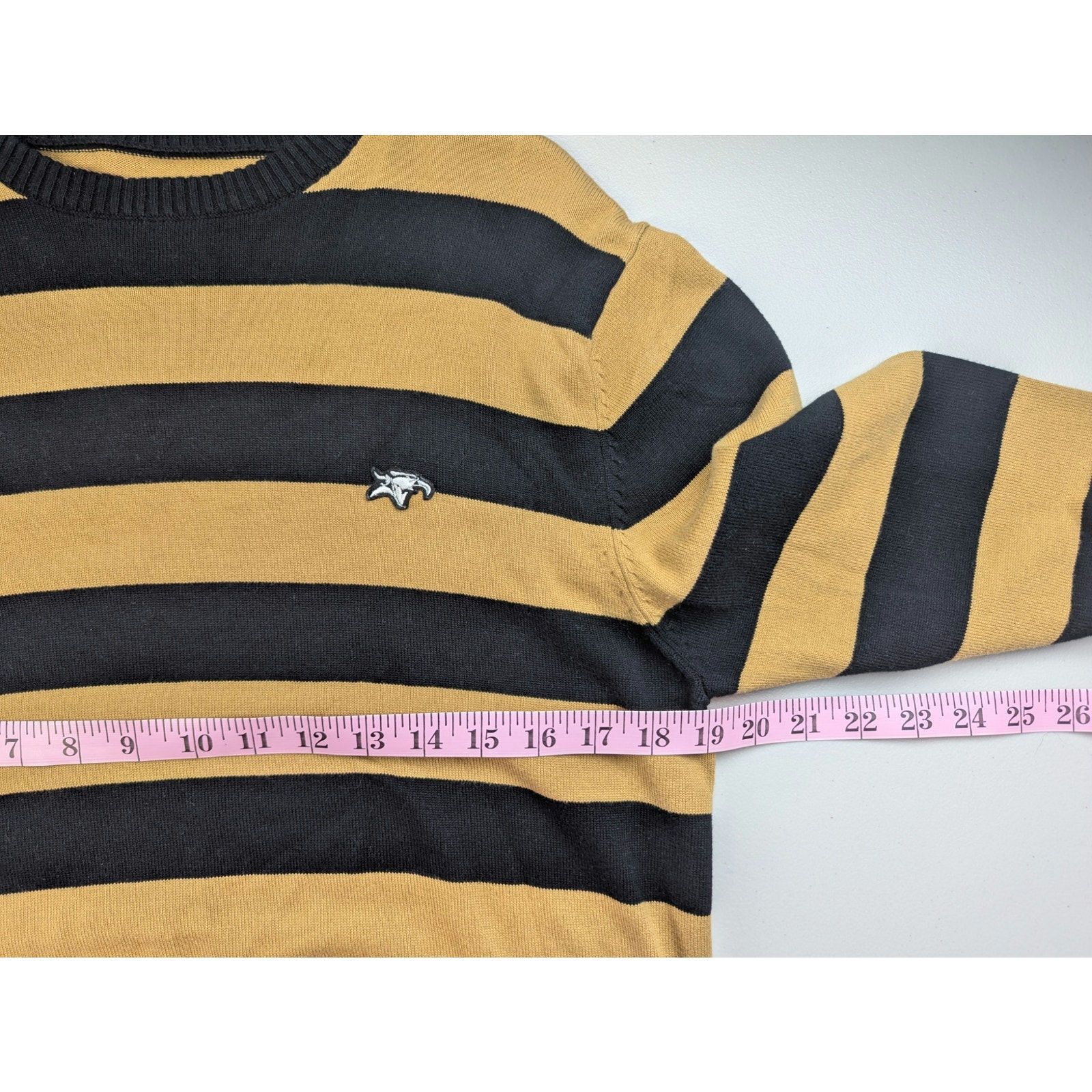Other Animal Striped Pullover Sweater Mens Medium Black Gold Rugby Size US M / EU 48-50 / 2 - 7 Thumbnail