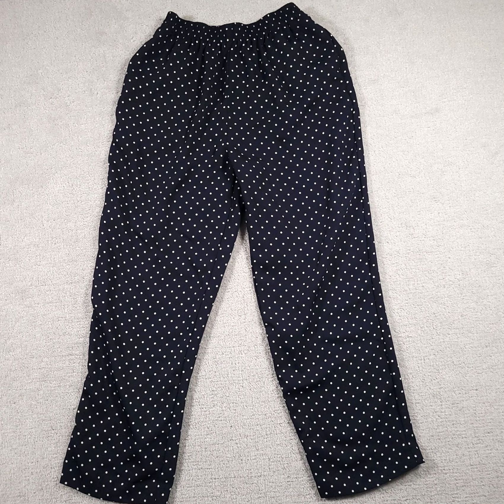 Vintage VINTAGE Alfred Dunner Pants Womens 12 Navy Blue Polka Dot Print Straight Leg Pull On Slim? (clarity) Size 34" / US 12 / IT 48 - 2 Thumbnail