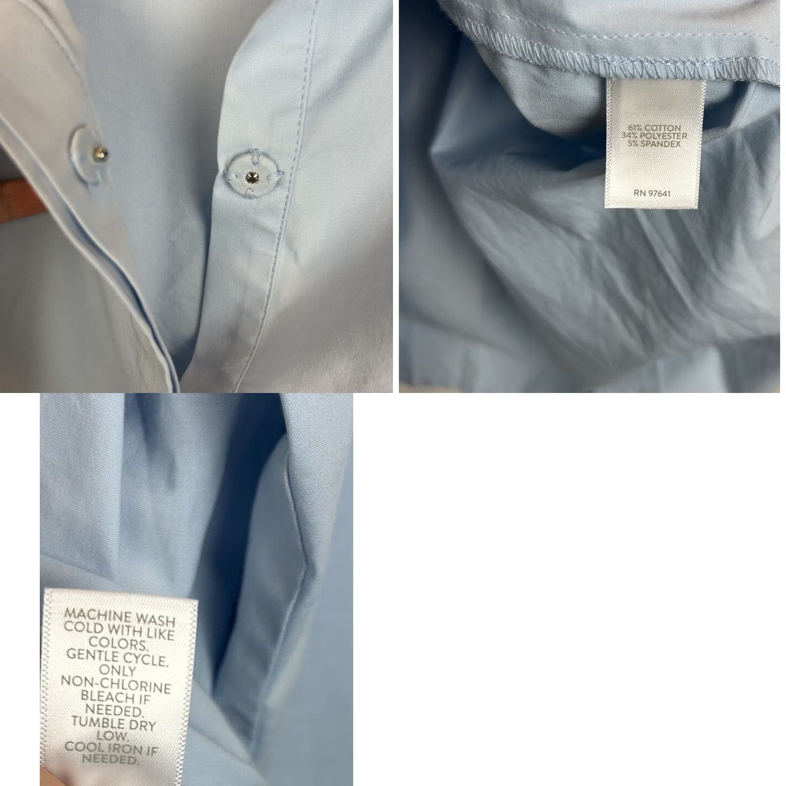 J. Jill J Jill Womans L Light Blue Half Button Tunic Top Blouse Collar Lagenlook Size L / US 10 / IT 46 - 8 Thumbnail