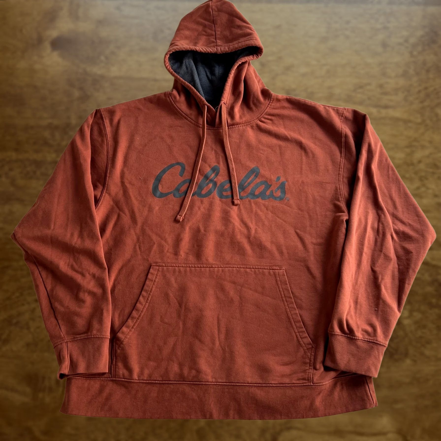 Vintage Cabela's Hoodie Mens L Orange Fleece Pullover Script Logo Sweatshirt Size US L / EU 52-54 / 3 - 1 Thumbnail