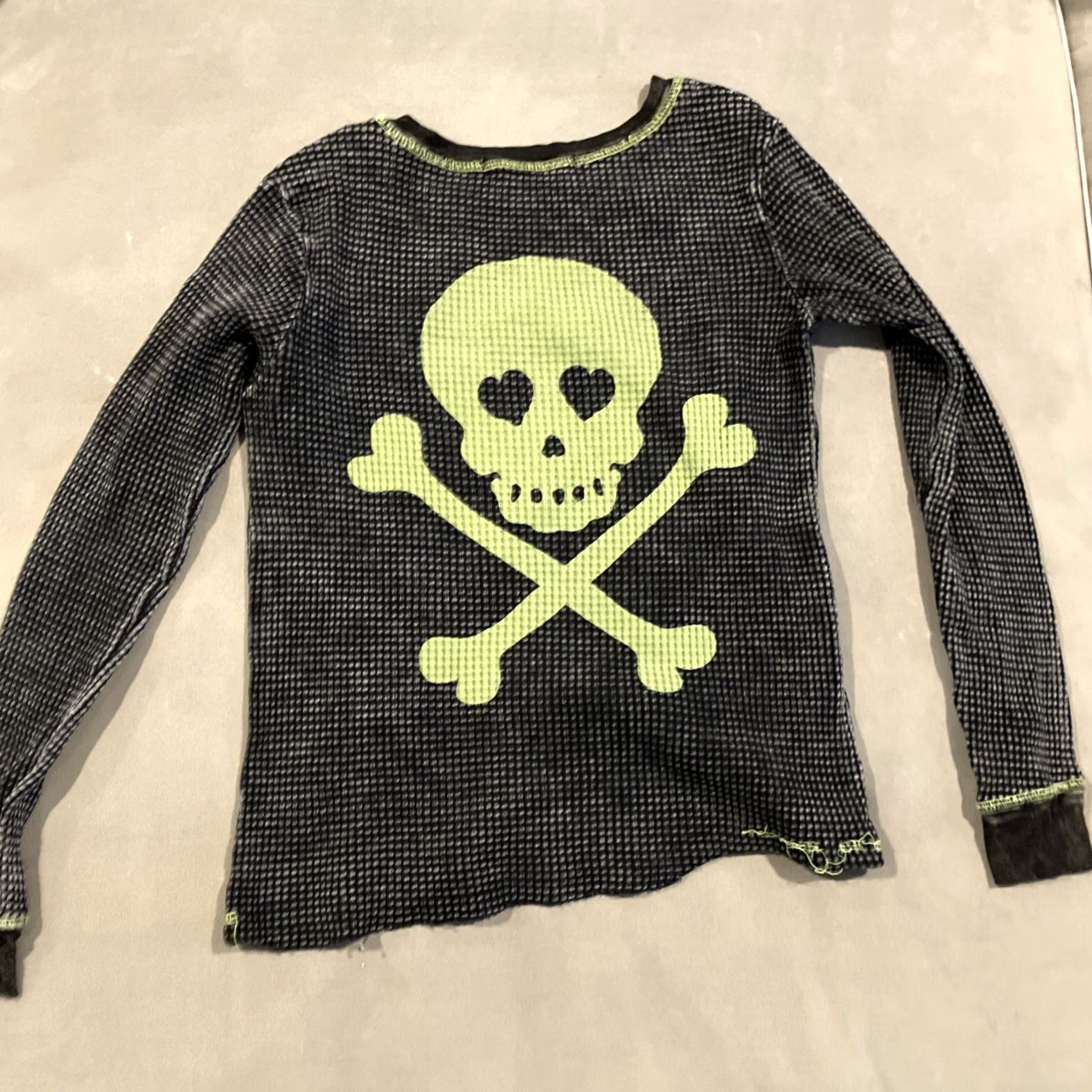 Vintage Havana VINTAGE Vintage Havana Skull & Bones Long Sleeve Thermal Shirt Women's XL Black Skull Thermal Long Sleeve Shirt Women XL Size XL / US 12-14 / IT 48-50 - 4 Thumbnail
