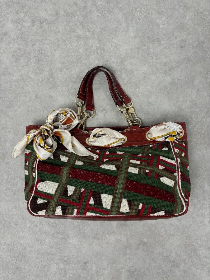 Gucci Gucci Burgundy Embroidered Beaded Canvas 85th Anniversary Positano Tote Bag Size ONE SIZE - 1 Thumbnail