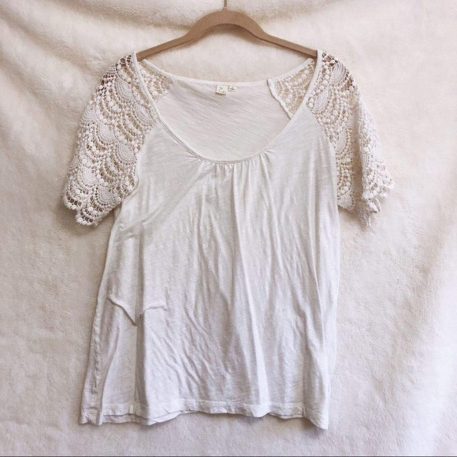 Other E White Crochet Short Sleeves Top Size XS / US 0-2 / IT 36-38 - 1 Thumbnail