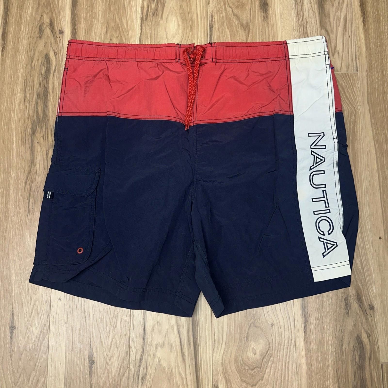 Nautica Nautica Mens Swim Trucks Size XL Red, White, Navy Drawstring Size US 36 / EU 52 - 1 Thumbnail