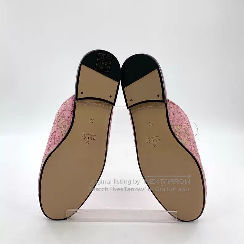 Gucci Gucci Pink lace flower embroidery horse buckle casual flat Size US 4.5 / IT 34.5 - 5 Thumbnail
