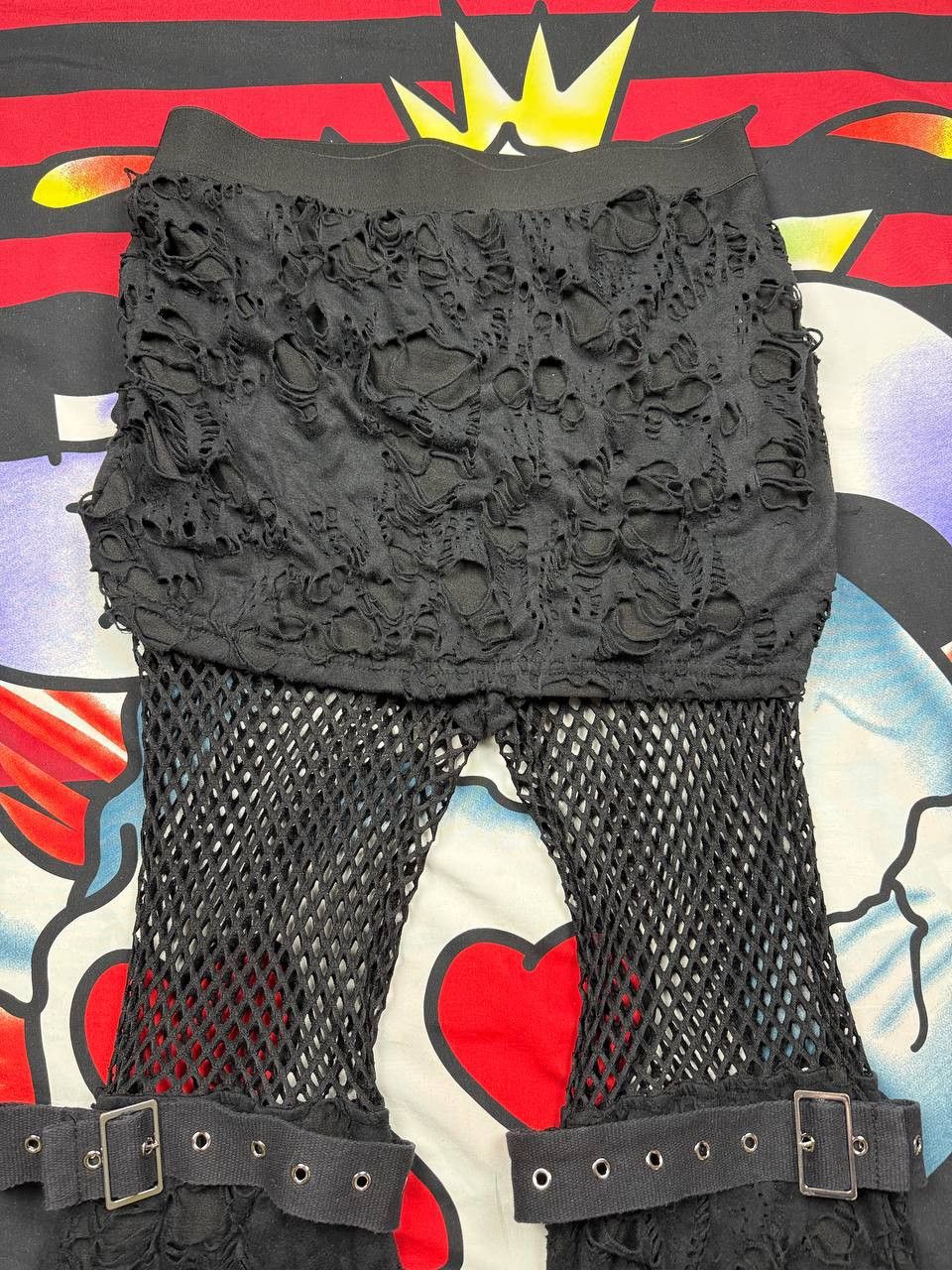 Japanese Brand Punk Romwe Gothic flared leggings Size L Fishnet Knit Size 28" / US 6 / IT 42 - 4 Thumbnail
