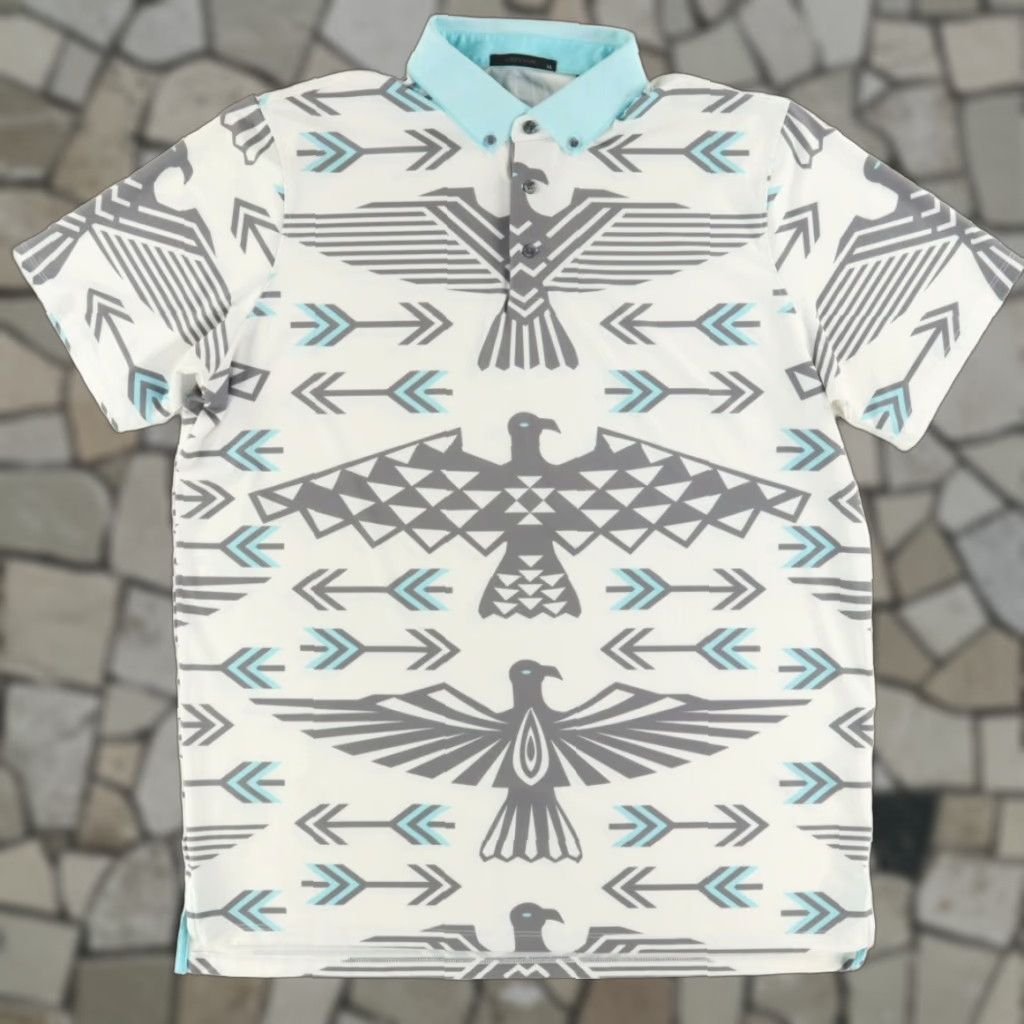 Vintage Greyson Polo Shirt White XL Men's Spirit Bird All Over Print Stretch Shirt Size US XL / EU 56 / 4 - 1 Thumbnail