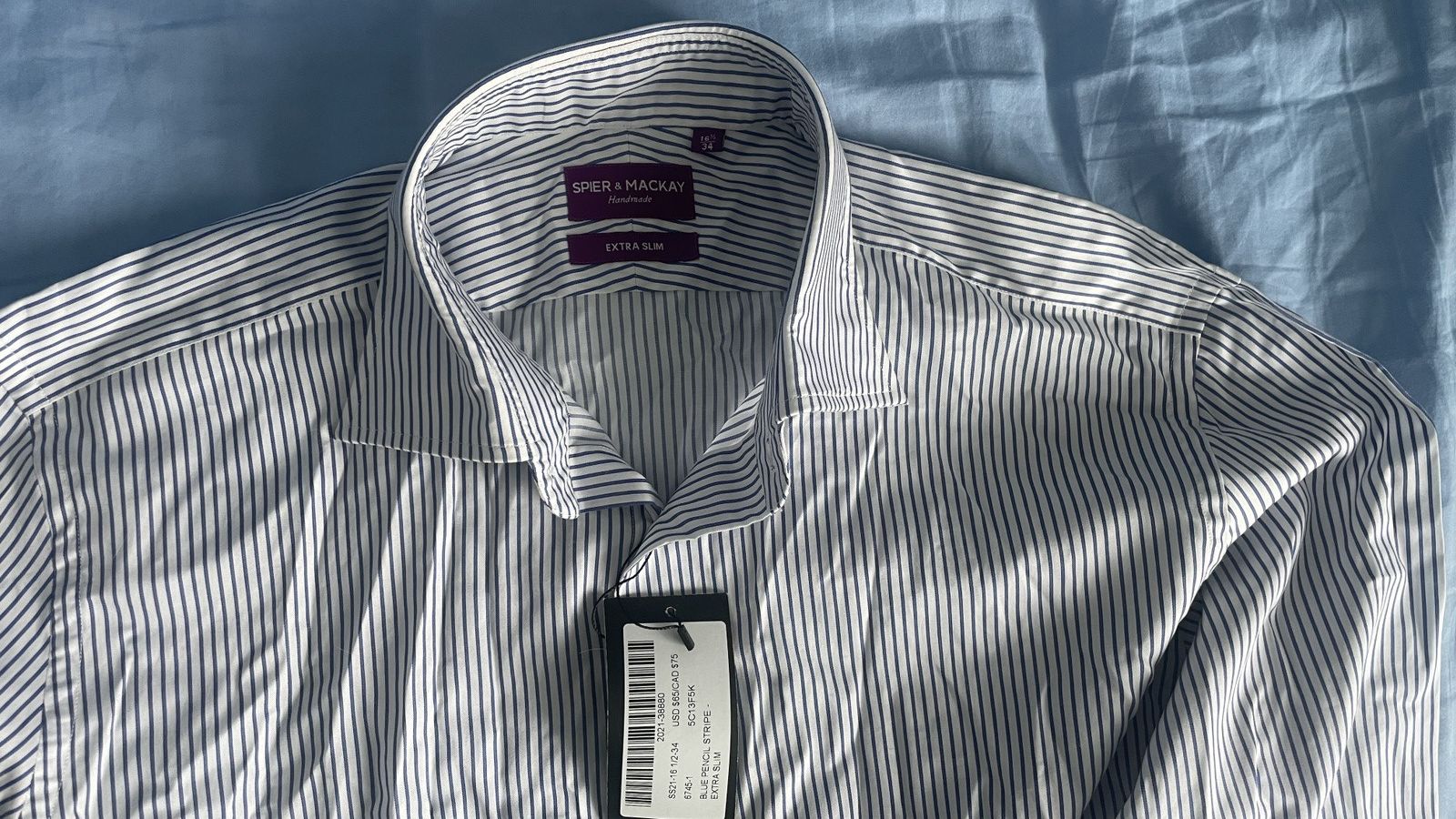 Spier & Mackay Blue Pencil Stripe Shirt Size US M / EU 48-50 / 2 - 2 Thumbnail