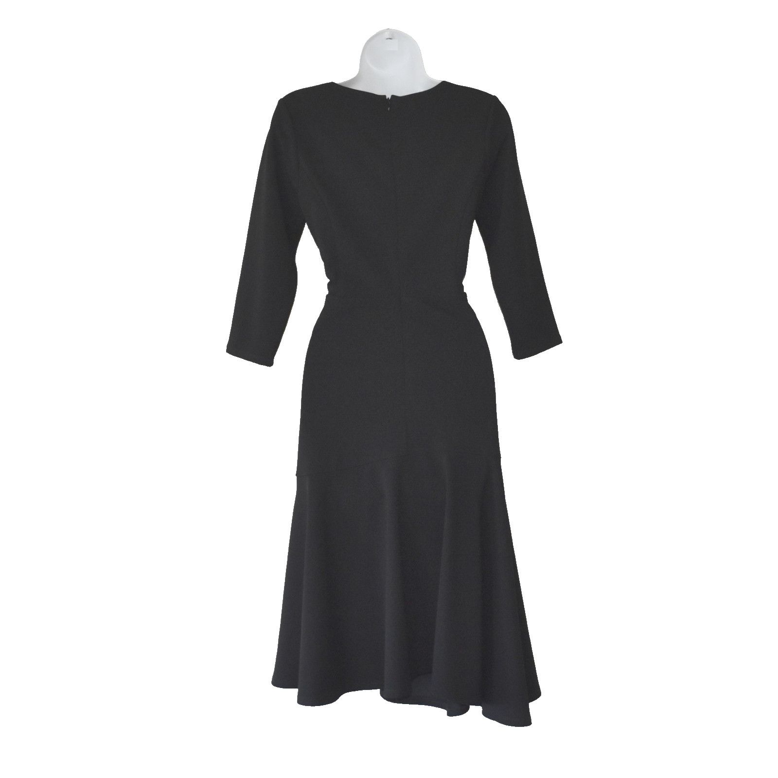 Halston Heritage HALSTON HERITAGE Black Asymmetrical Hem Midi Dress Size 4 Size S / US 4 / IT 40 - 4 Thumbnail