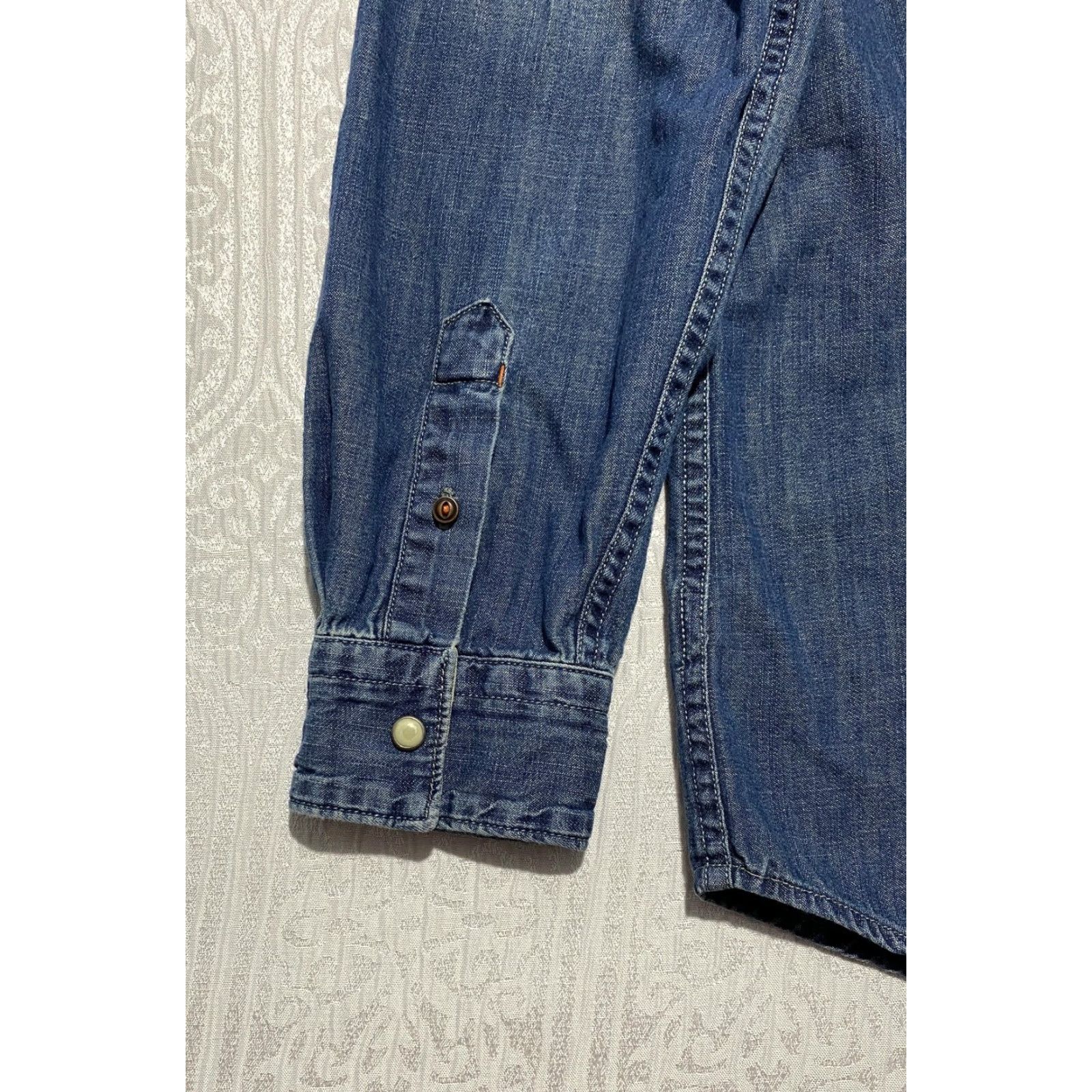 Denime RuffHewn Shirt Mens Small Blue Denim Western Snap Front Long Sleeve Casual Size US S / EU 44-46 / 1 - 6 Thumbnail