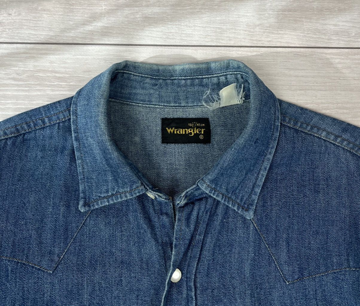 Wrangler Wrangler Vintage 80s Blue Denim Rancho Shirt L Size Size US L / EU 52-54 / 3 - 7 Thumbnail