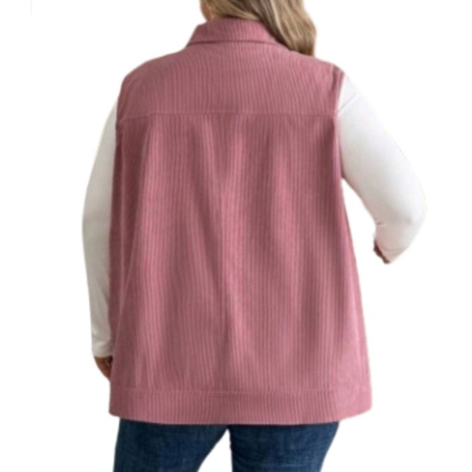 Shein COZY ☆ DUSTY ROSE ☆ WIDE WHALE ☆ CORDUROY VEST ☆ 5x ☆ NWT Size 4XL / US 24-26 - 5 Thumbnail