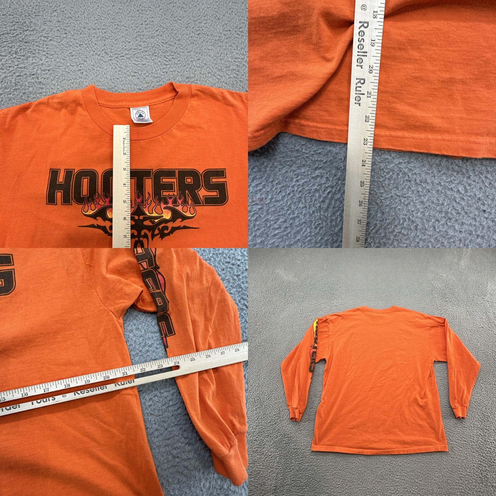 Delta VINTAGE 90’s Hooters Flames Graphic Long Sleeve Shirt Size Large Orange Delta Size US L / EU 52-54 / 3 - 8 Thumbnail