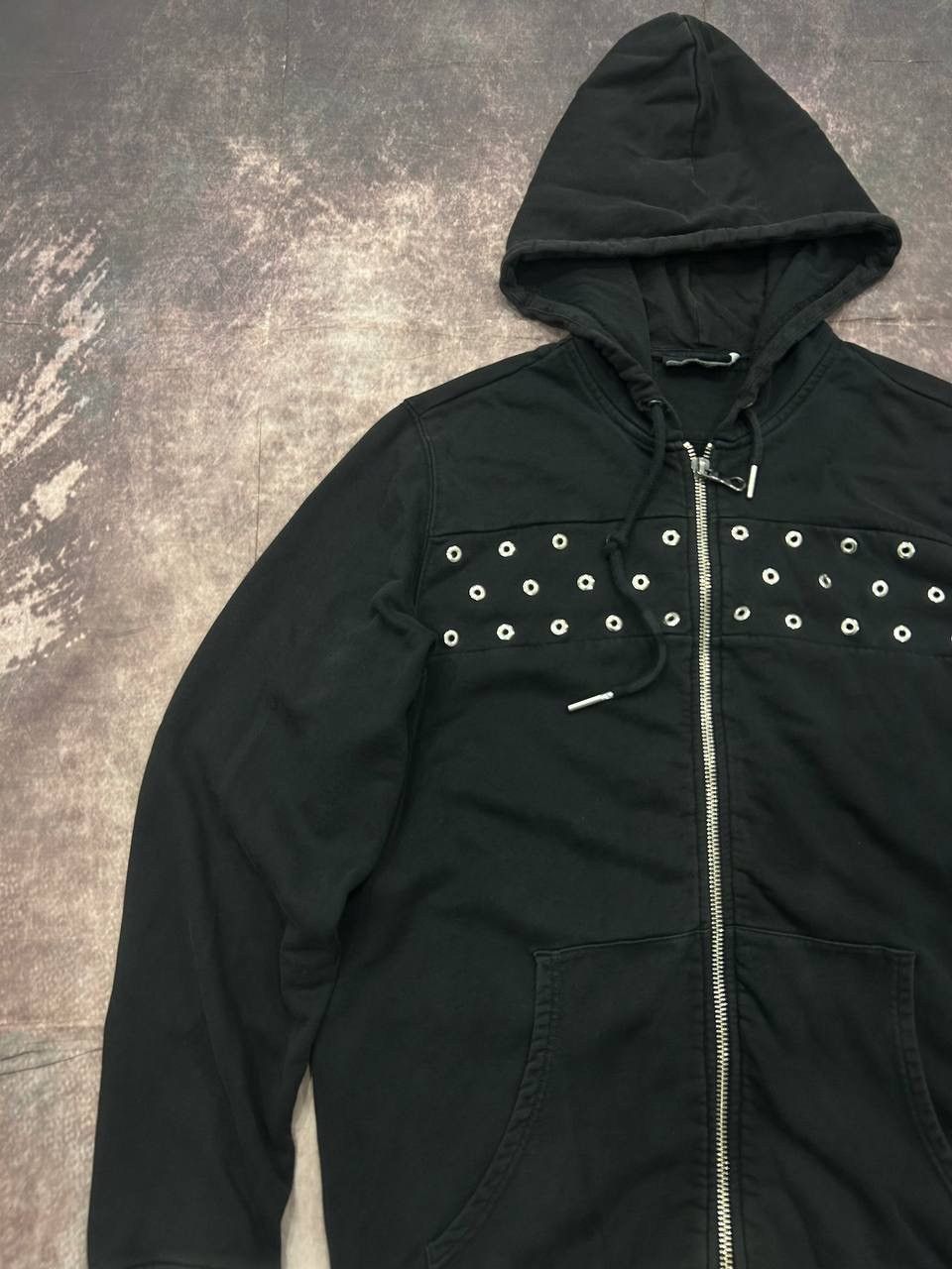 Diesel Diesel Black Eyelet Hoodie – Grommet Detail Japanese Style Size US XL / EU 56 / 4 - 2 Thumbnail