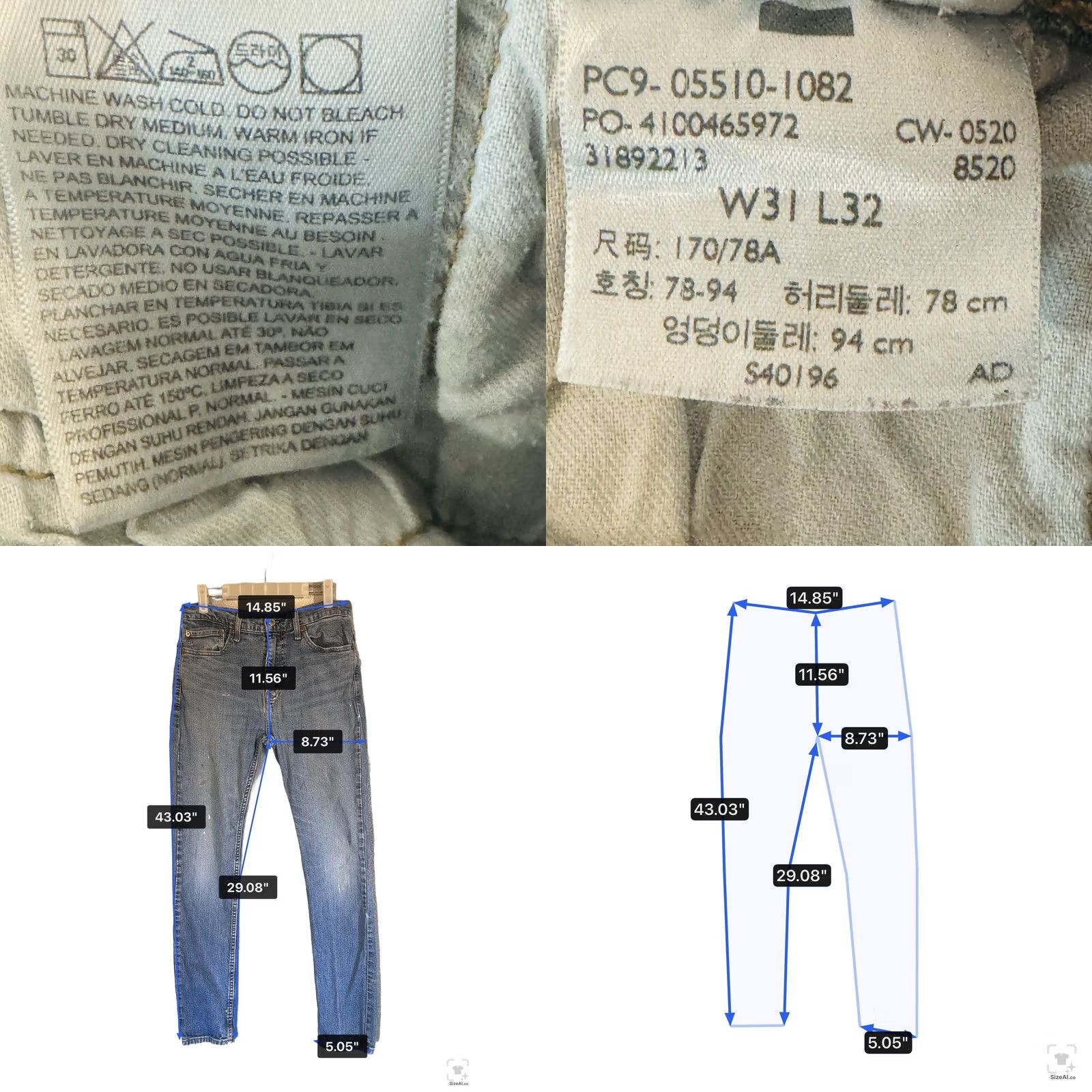 Levi's Levi's 511 Jeans Mens 31x29 Blue Medium Wash Slim Straight Denim Zip Fly Regular 5-Pocket Mens Size US 31 - 9 Thumbnail