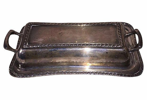Designer Crescent Silver-Plate Butter Dish Size ONE SIZE - 2 Thumbnail