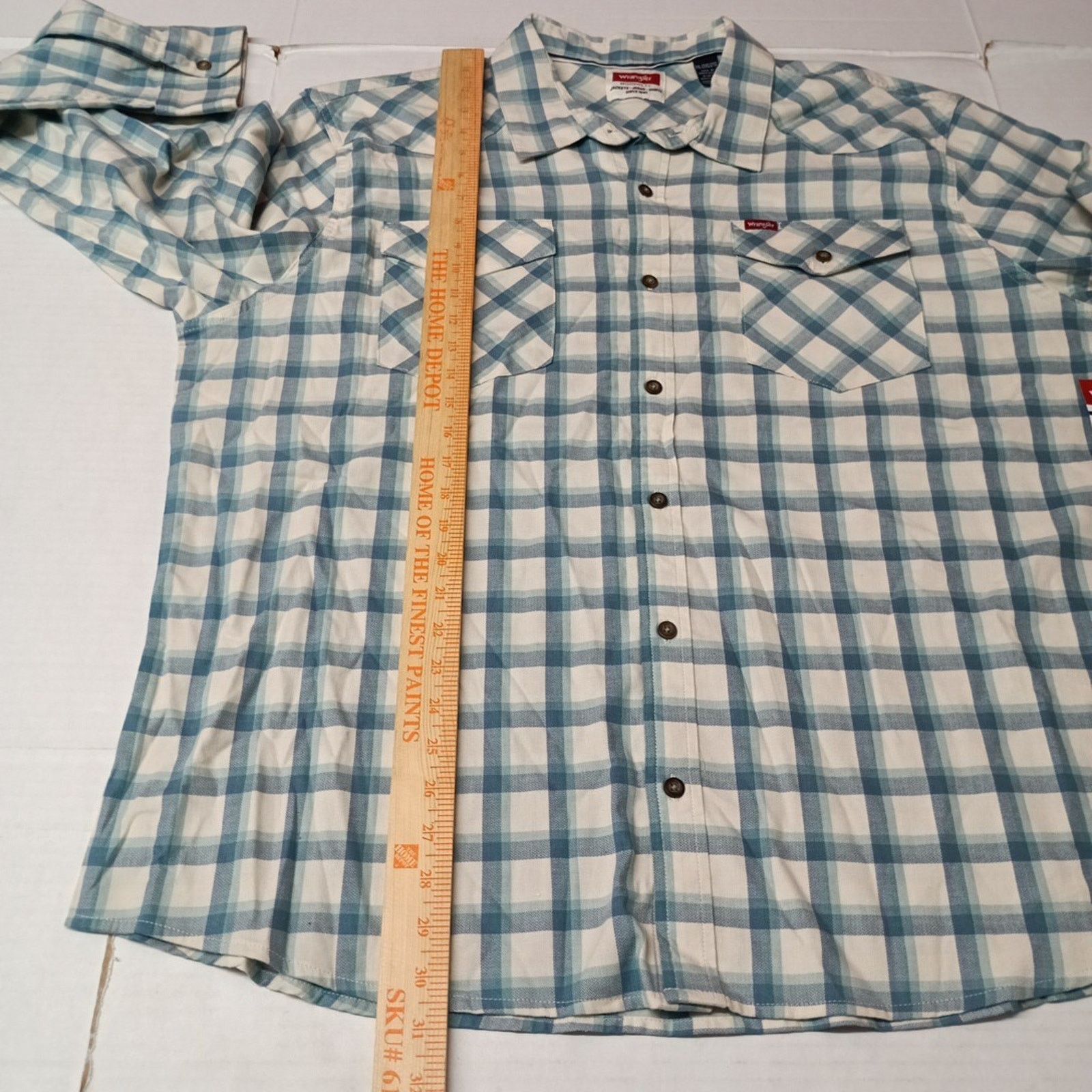 Wrangler Wrangler Cowboy Wash Twill Shirt Men's 2XL Nile Blue Checker Size US XXL / EU 58 / 5 - 6 Thumbnail