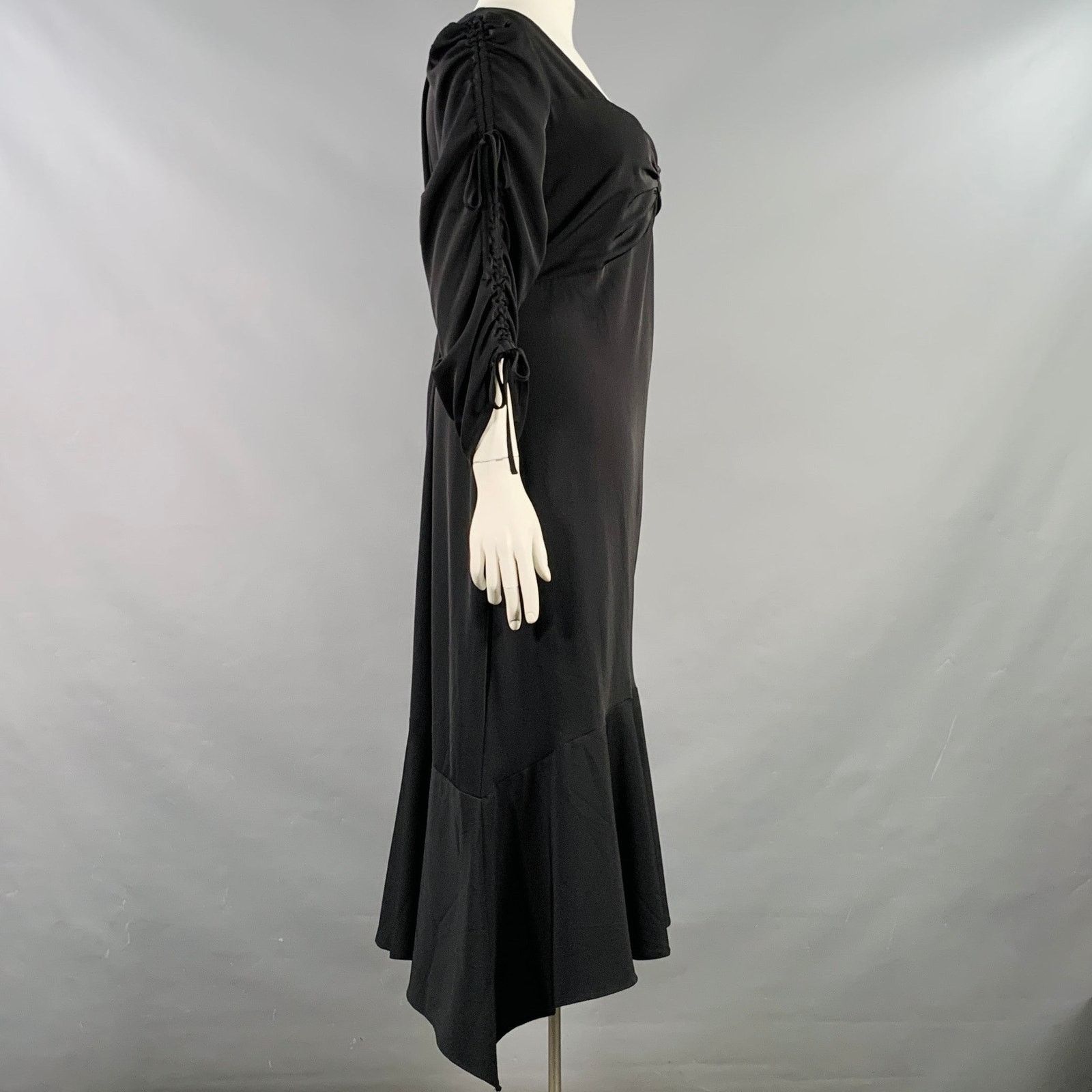 Rodarte Size 18 Black Polyester Blend Ruched Asymmetrical Dress Size XXL / US 16-18 / IT 52-54 - 3 Thumbnail