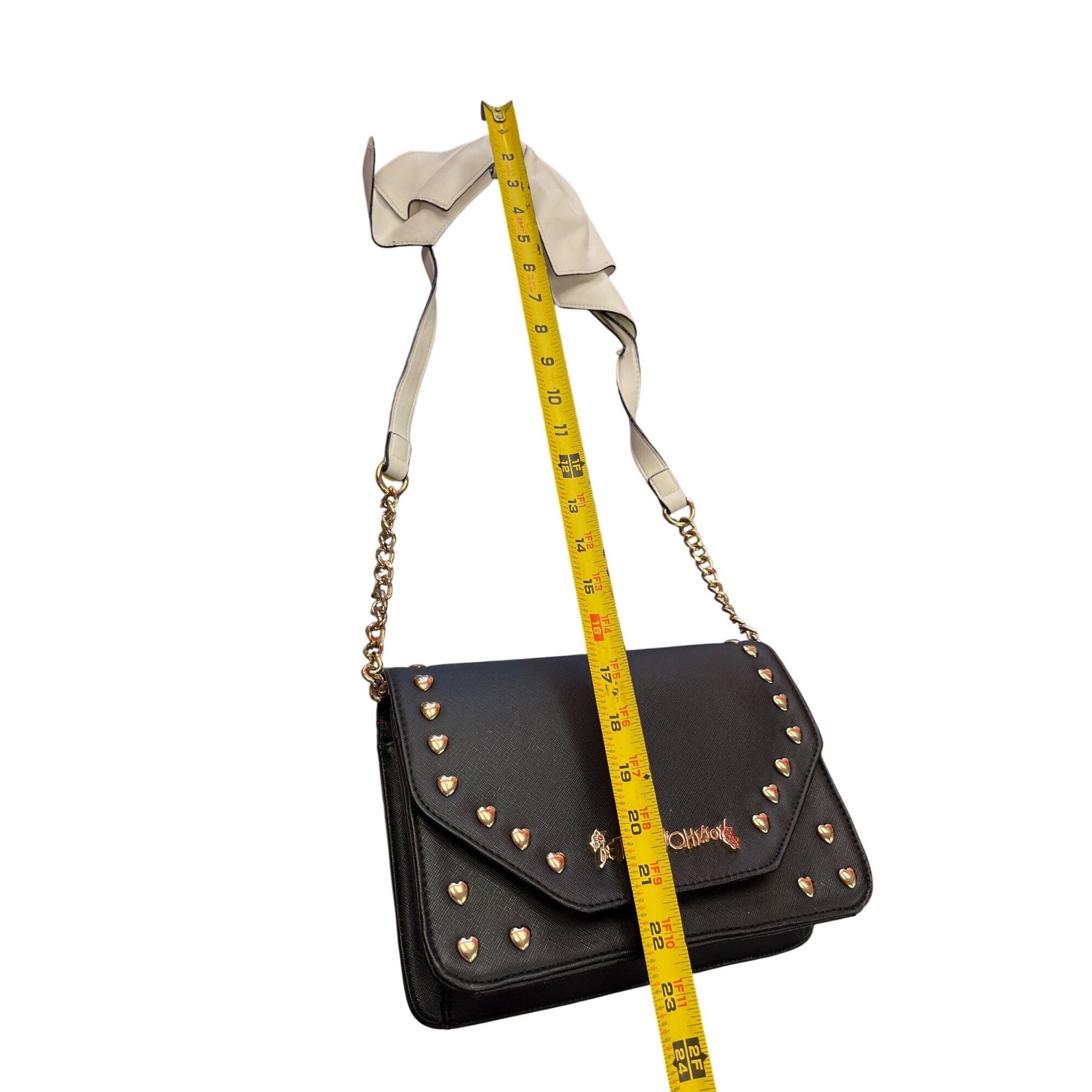 Betsey Johnson Betsey Johnson wms black gold faux leather cross body handba Size ONE SIZE - 10 Thumbnail