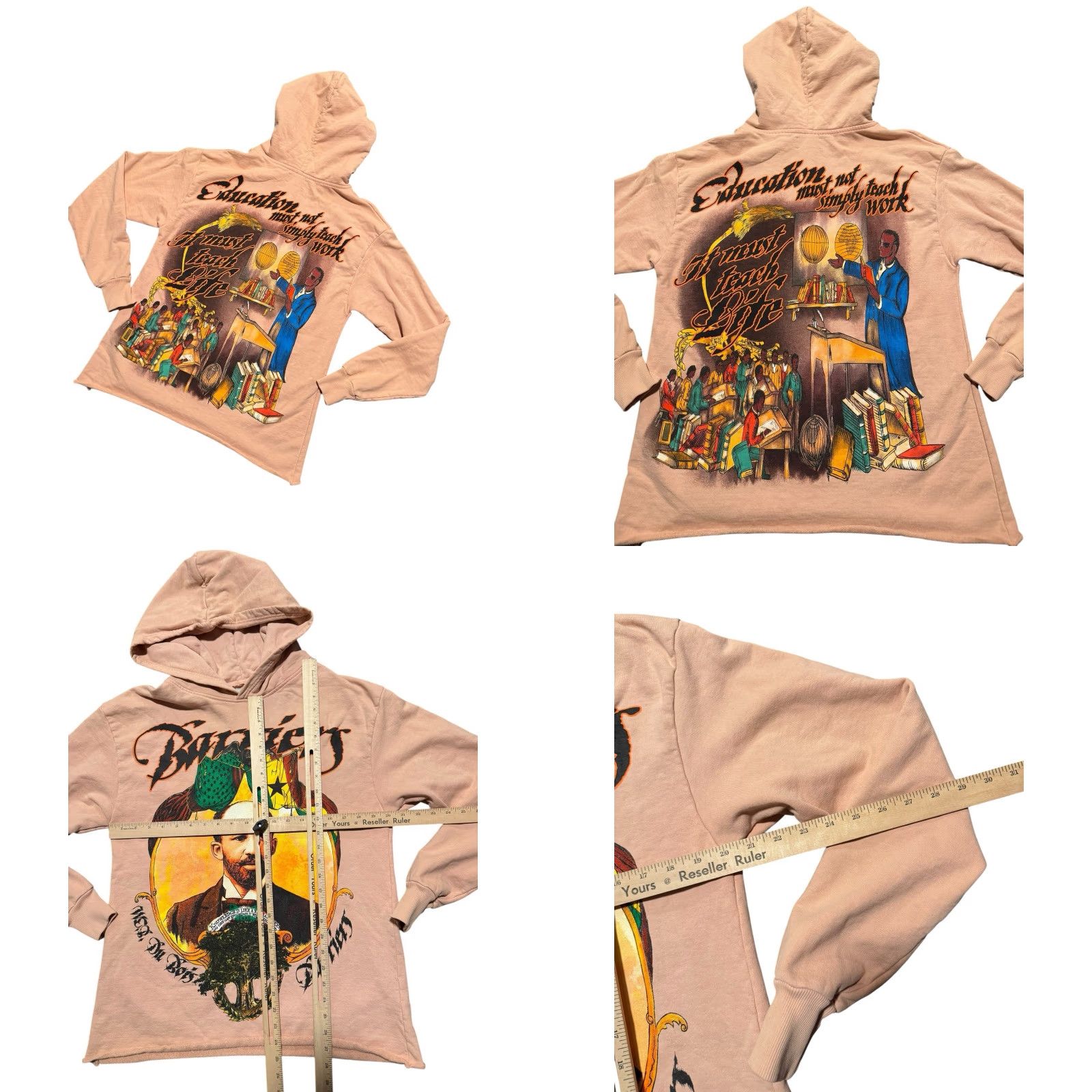 Vintage Barriers Worldwide W.E.B. Du Bois Hoodie Peach Tan Longsleeve Cropped Size M HTF Size US M / EU 48-50 / 2 - 8 Thumbnail