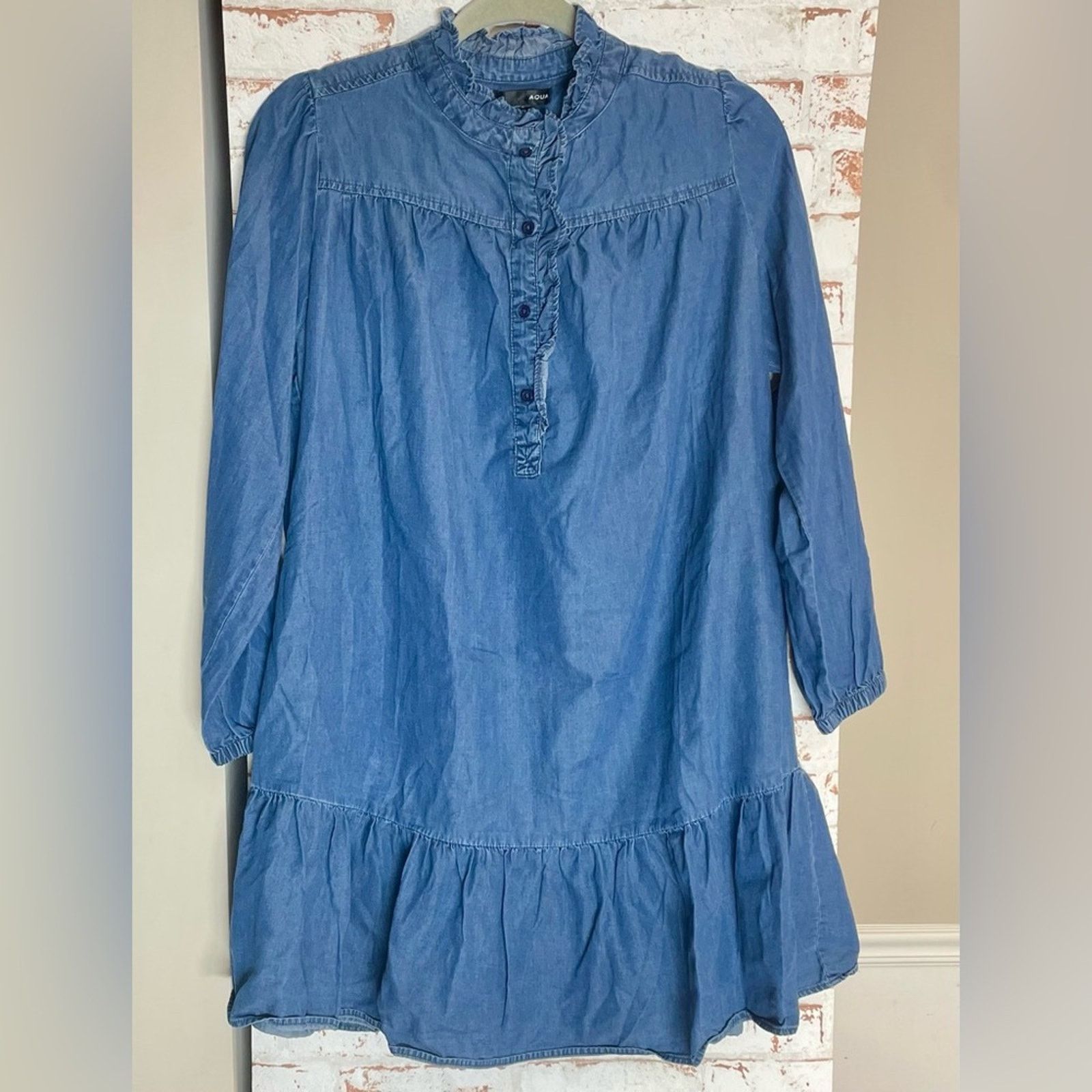 & Other Stories Aqua Chambray Ruffle Dress Size M / US 6-8 / IT 42-44 - 1 Thumbnail