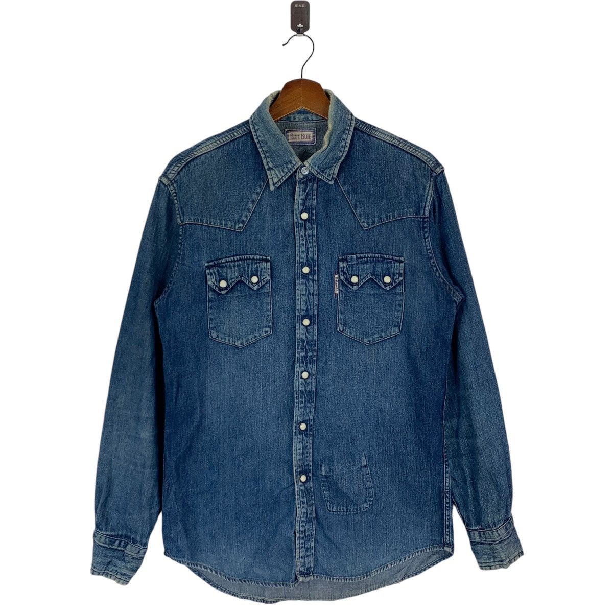 Vintage Blue Blue Japan Western Denim Snap Button Shirt