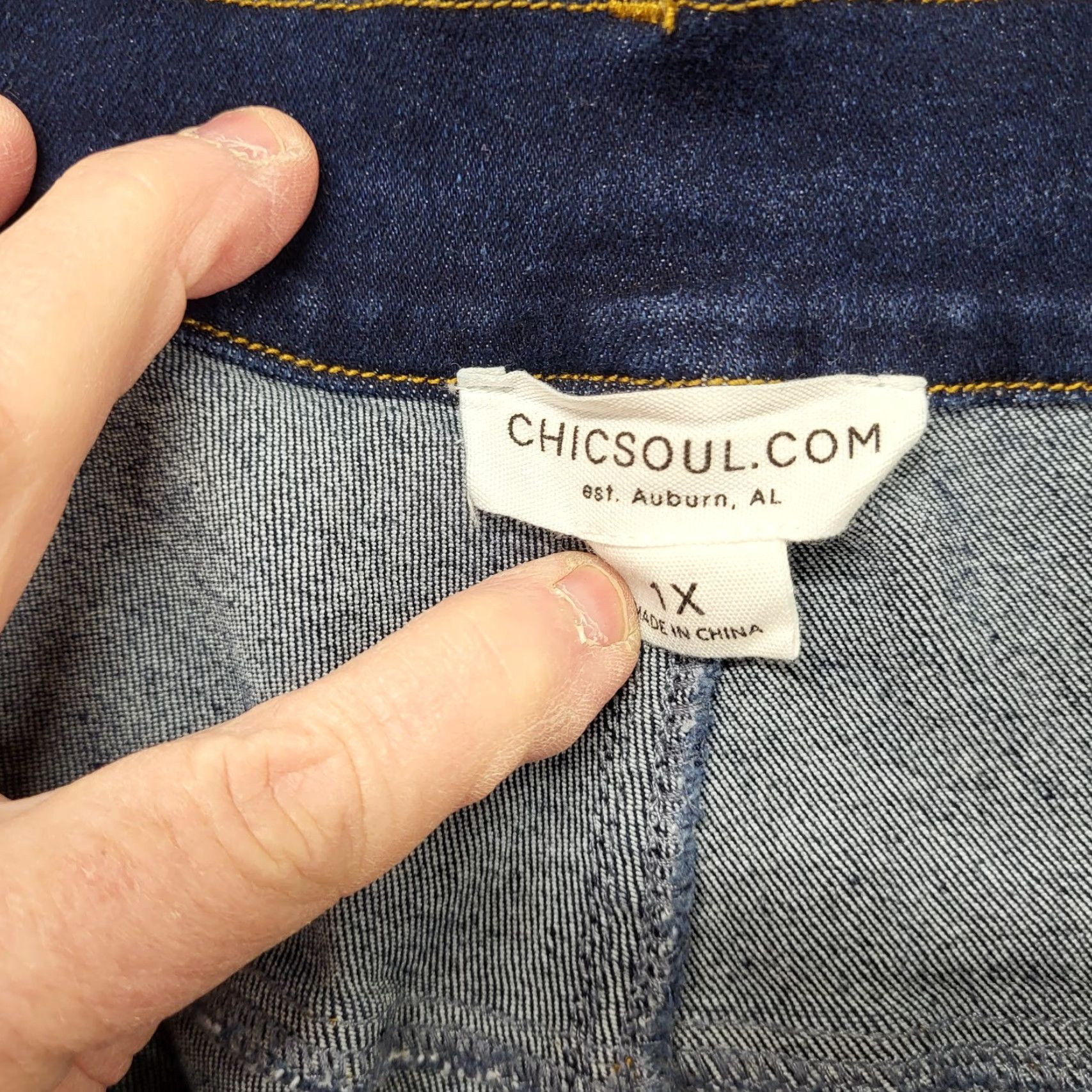 Vintage Chic Soul Womens Jeans 1X Blue Distressed Skinny Straight Leg 34x26 Pockets Size 40" / US 18 - 2 Thumbnail