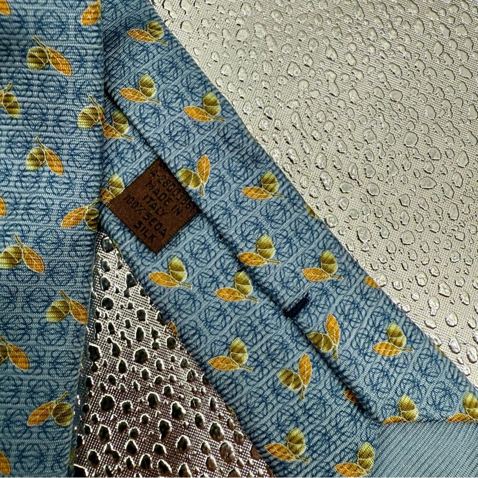 Loewe Loewe Men’s Tie 100% Silk Blue Logo Embroidered Size ONE SIZE - 3 Thumbnail