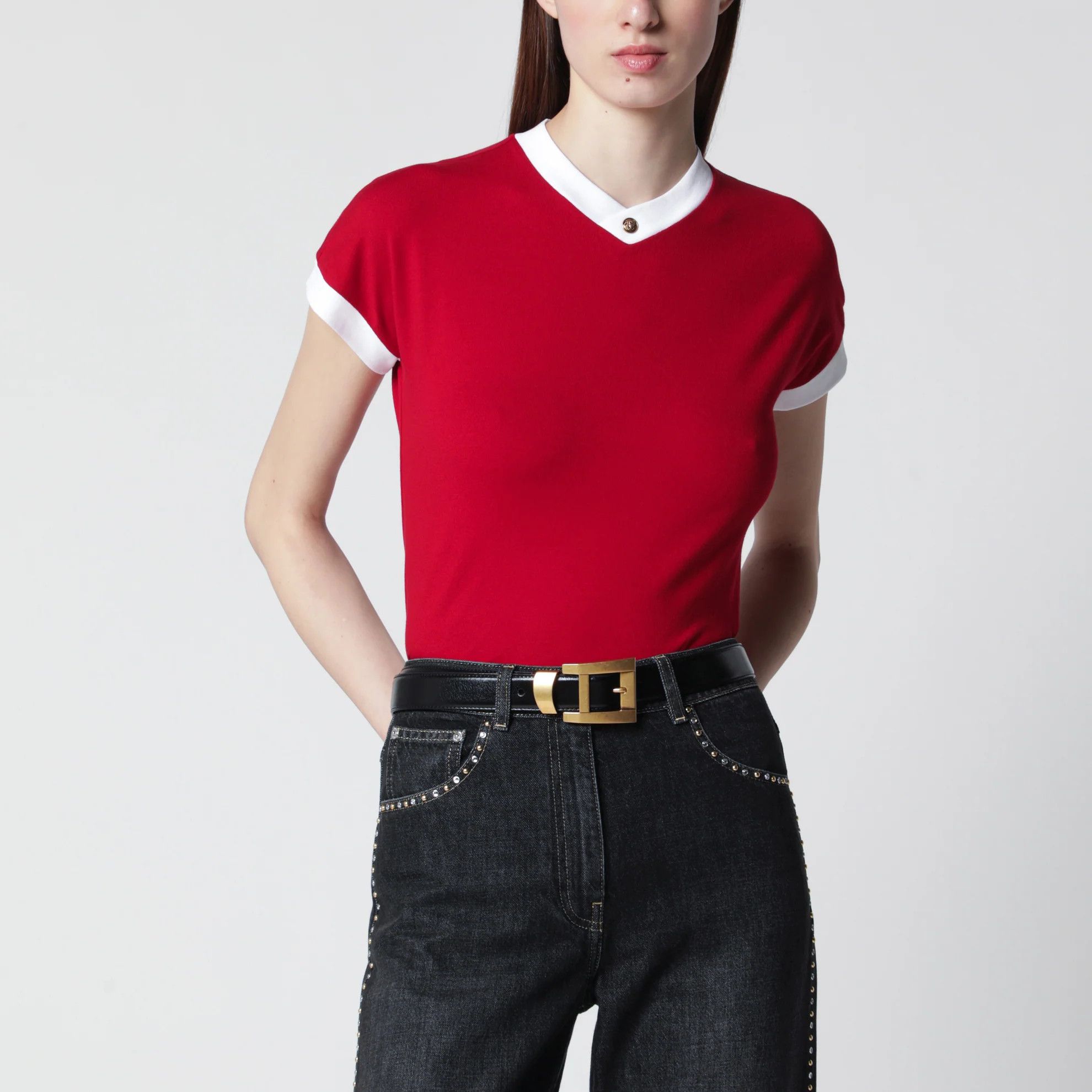 Versace o1d2blof0426 Cotton Jersey Short Sleeve T-Shirt in Red Size M / US 6-8 / IT 42-44 - 1 Thumbnail