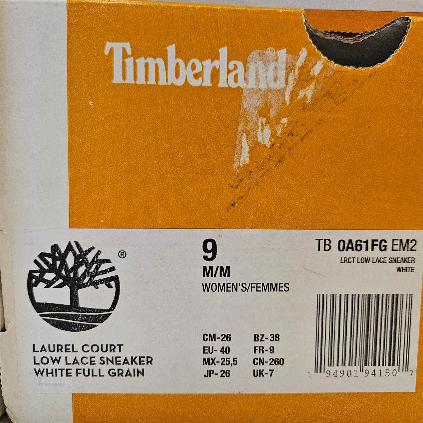 Timberland TIMBERLAND WOMEN'S 9 LAUREL COURT LOW LACE SNKR WHT LEATHER Size US 9 / IT 39 - 8 Thumbnail