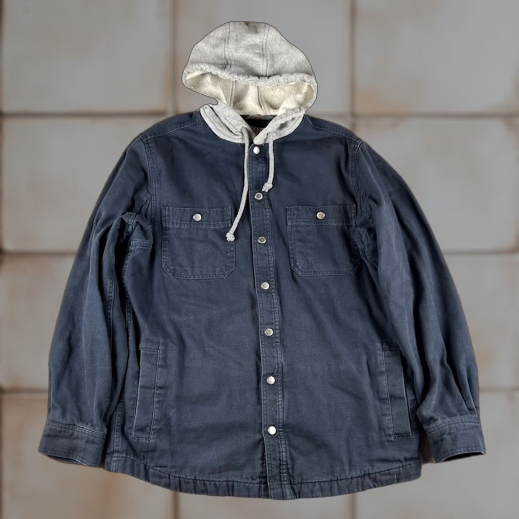 CO Duluth Fire Hose Shacket Mens M Tall Blue Flannel Lined Cotton Canvas Hooded Pockets Short Jacket Co Size US M / EU 48-50 / 2 - 1 Thumbnail