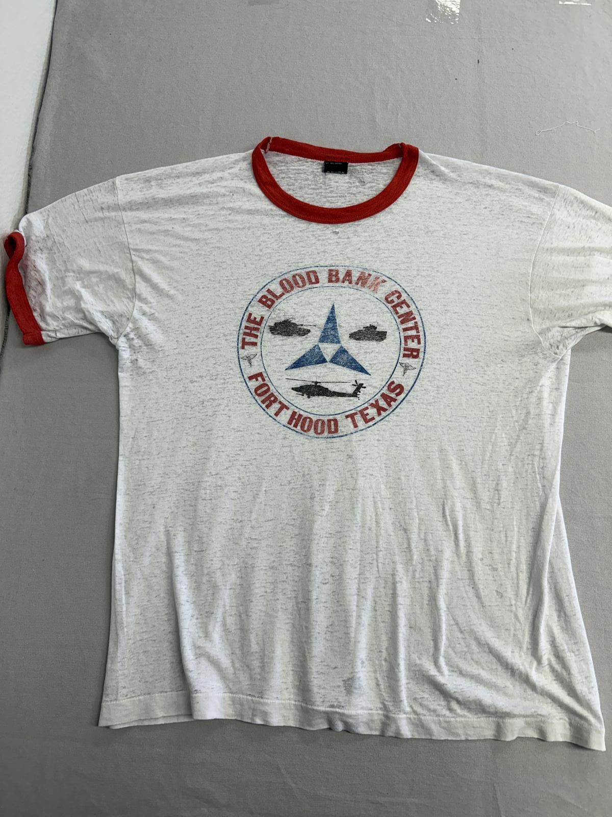 Other Vintage Paper Thing Ringer Tshirt Ford Hood TX Blood Bank XL Size US XL / EU 56 / 4 - 1 Thumbnail