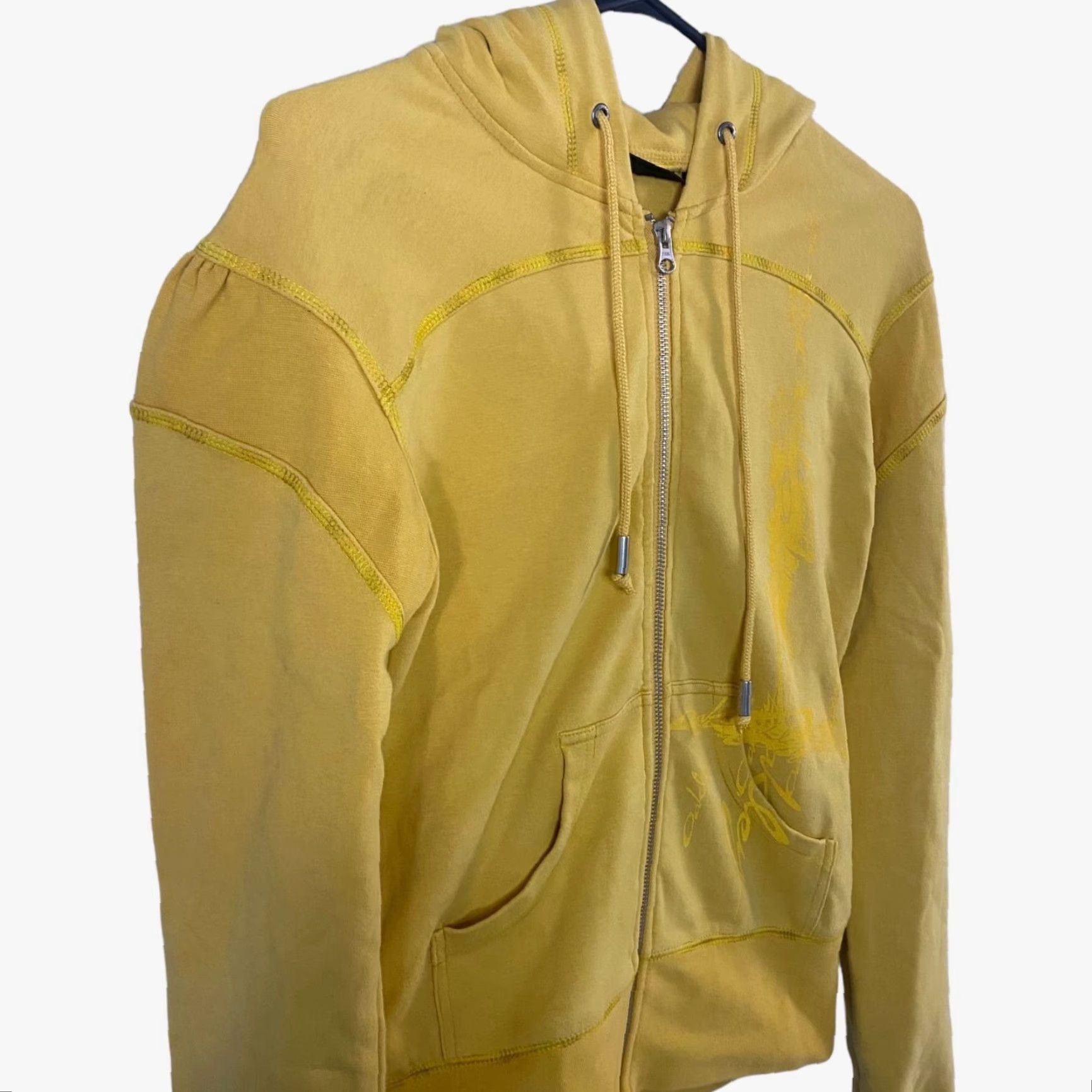 Oakley VINTAGE Oakley Hoodie Women's Small Yellow Y2K Graphic Full Zip Sweatshirt Long Sleeve Activewear Size S / US 4 / IT 40 - 4 Thumbnail