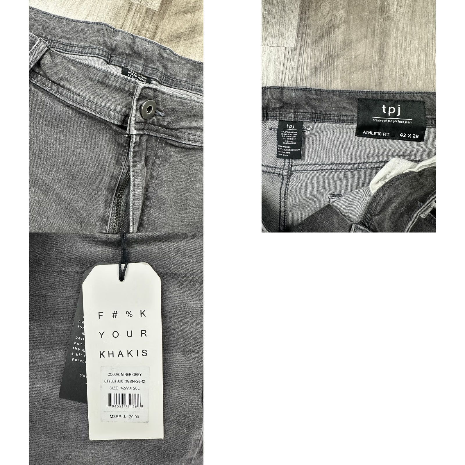 Vintage NWT The Perfect Jean Athletic Fit Men’s 42x28 Miner Grey Jeans Size US 42 / EU 58 - 8 Thumbnail